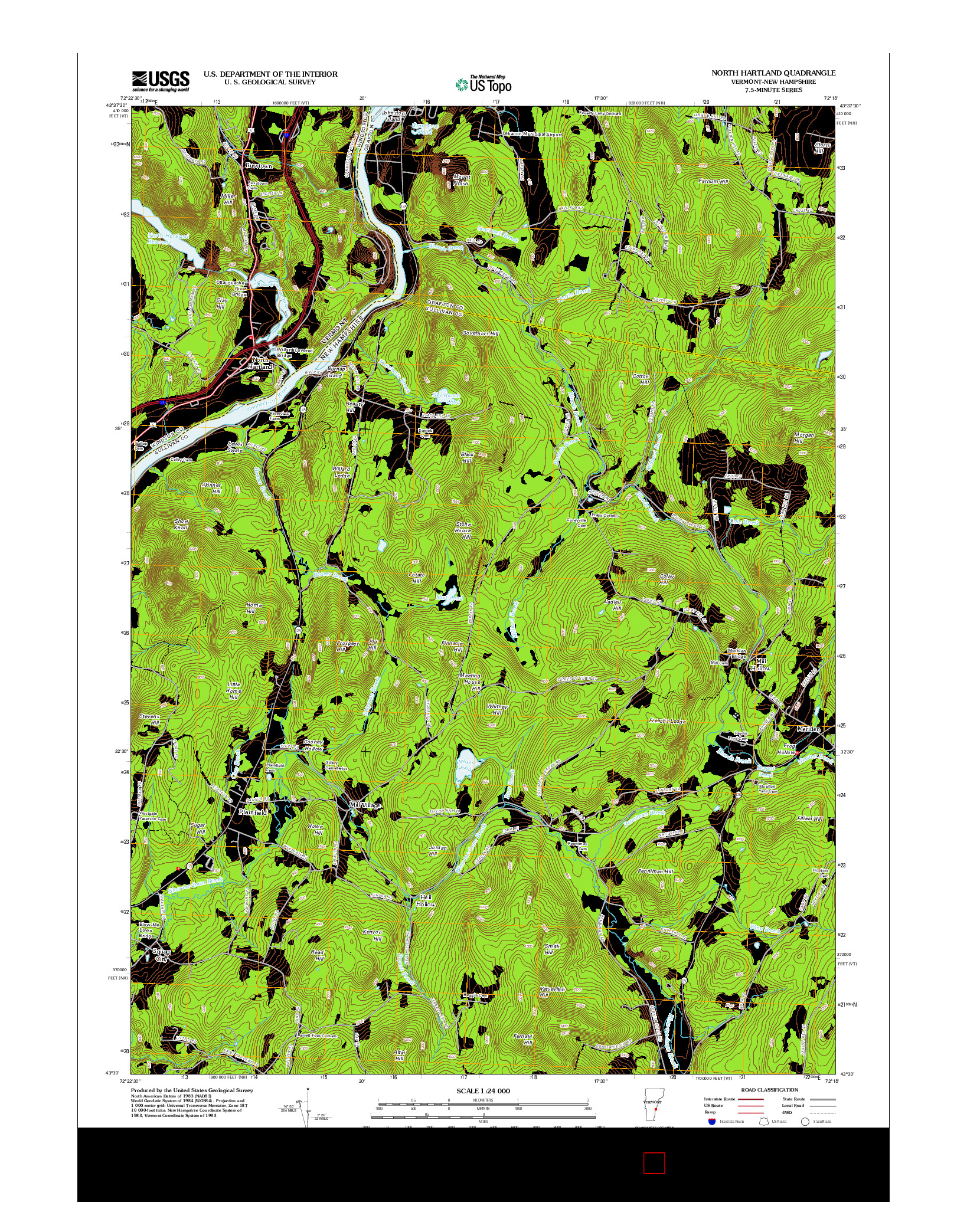 USGS US TOPO 7.5-MINUTE MAP FOR NORTH HARTLAND, VT-NH 2012