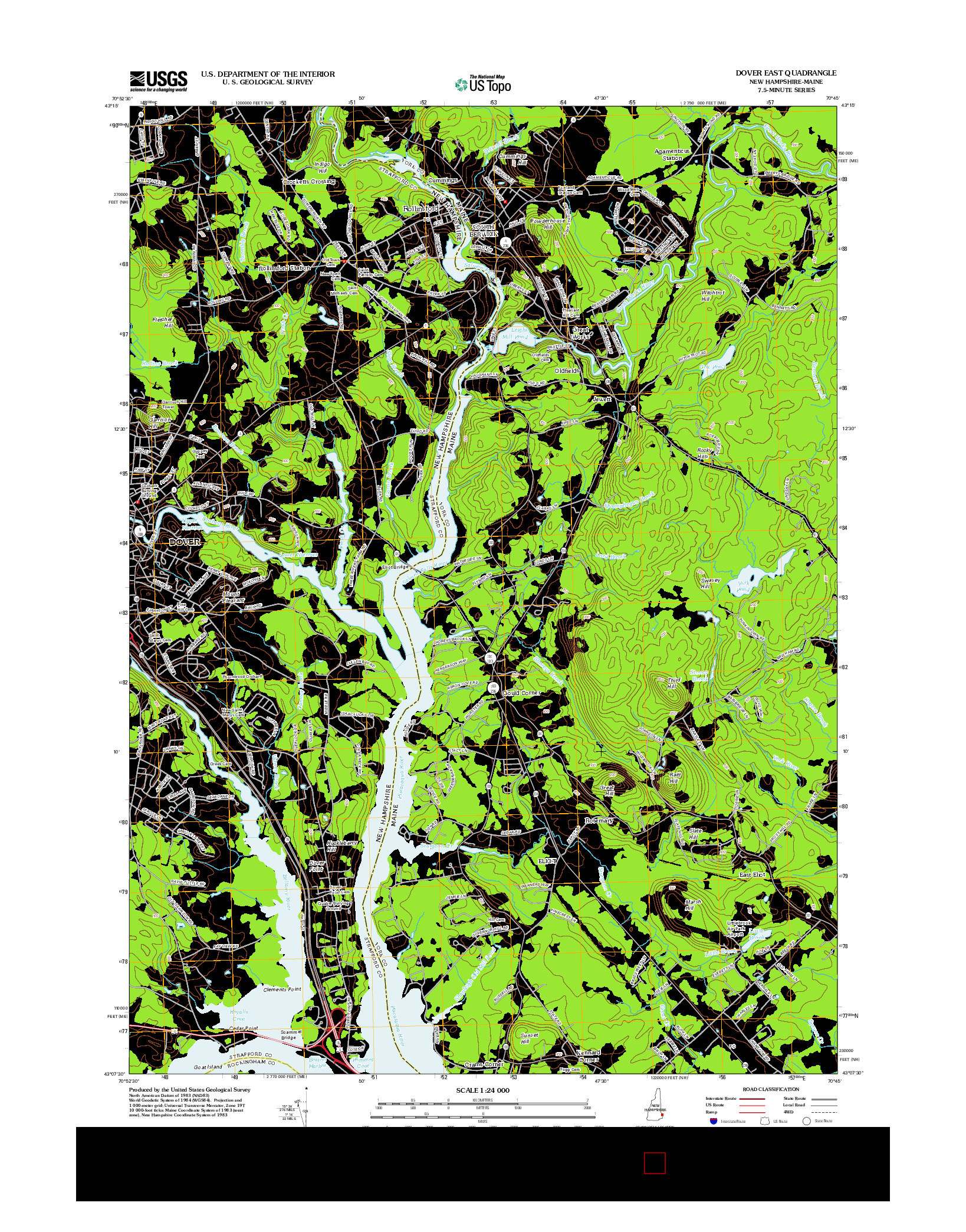 USGS US TOPO 7.5-MINUTE MAP FOR DOVER EAST, NH-ME 2012