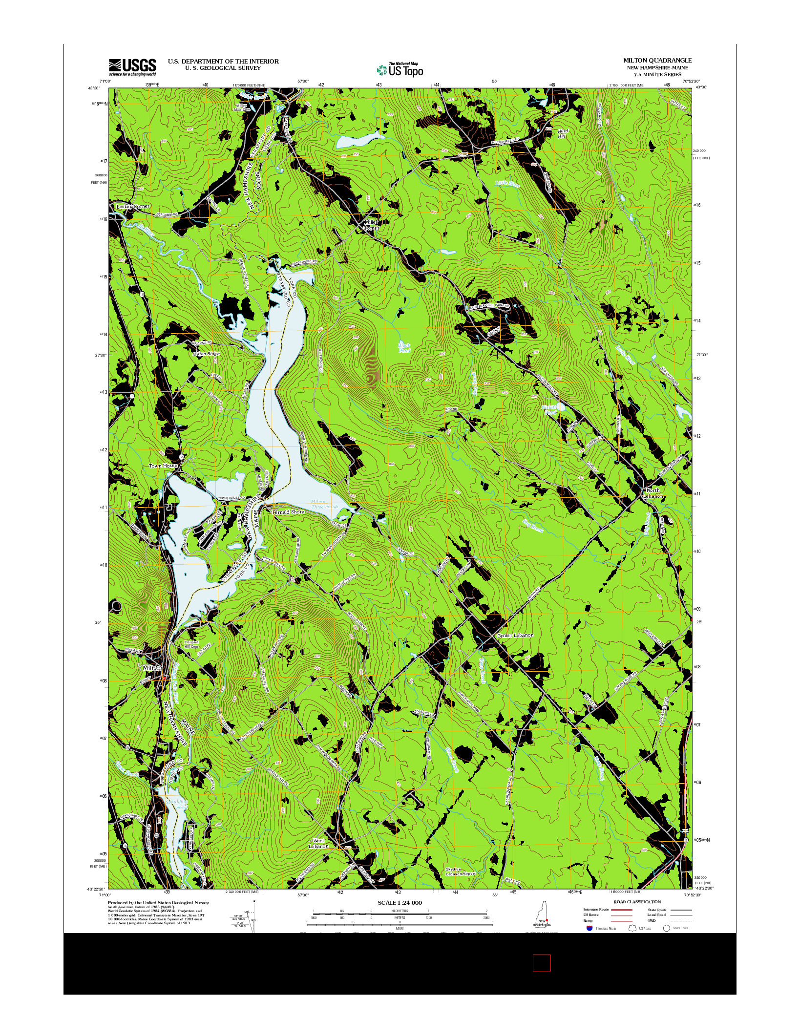 USGS US TOPO 7.5-MINUTE MAP FOR MILTON, NH-ME 2012