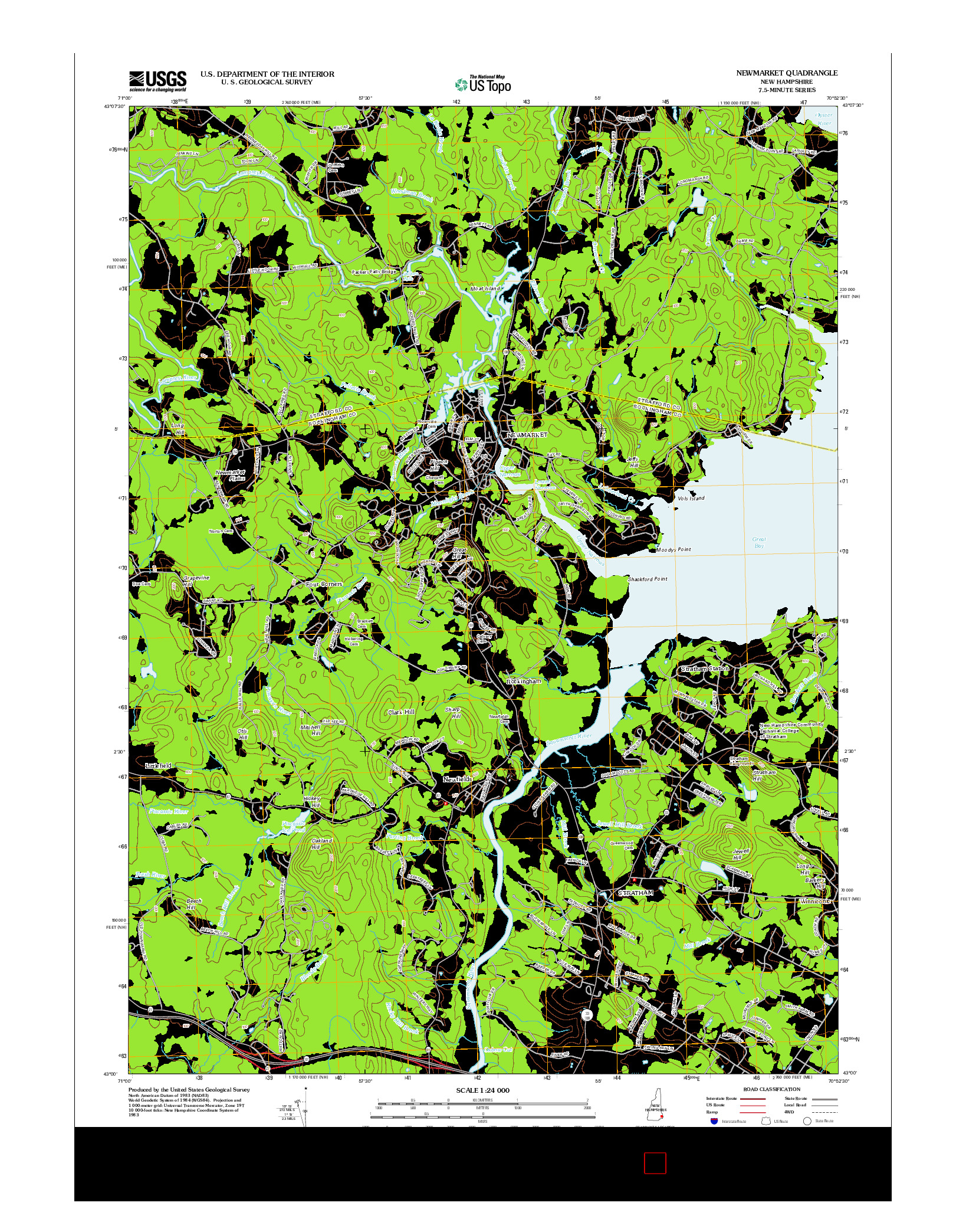 USGS US TOPO 7.5-MINUTE MAP FOR NEWMARKET, NH 2012