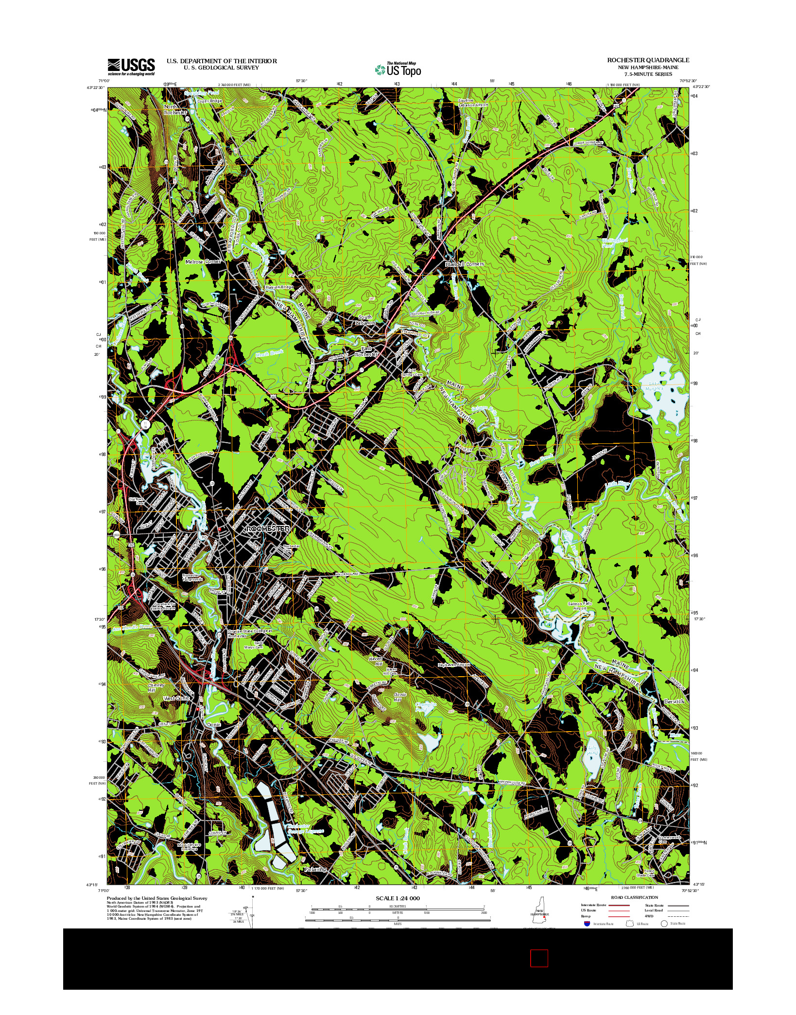 USGS US TOPO 7.5-MINUTE MAP FOR ROCHESTER, NH-ME 2012