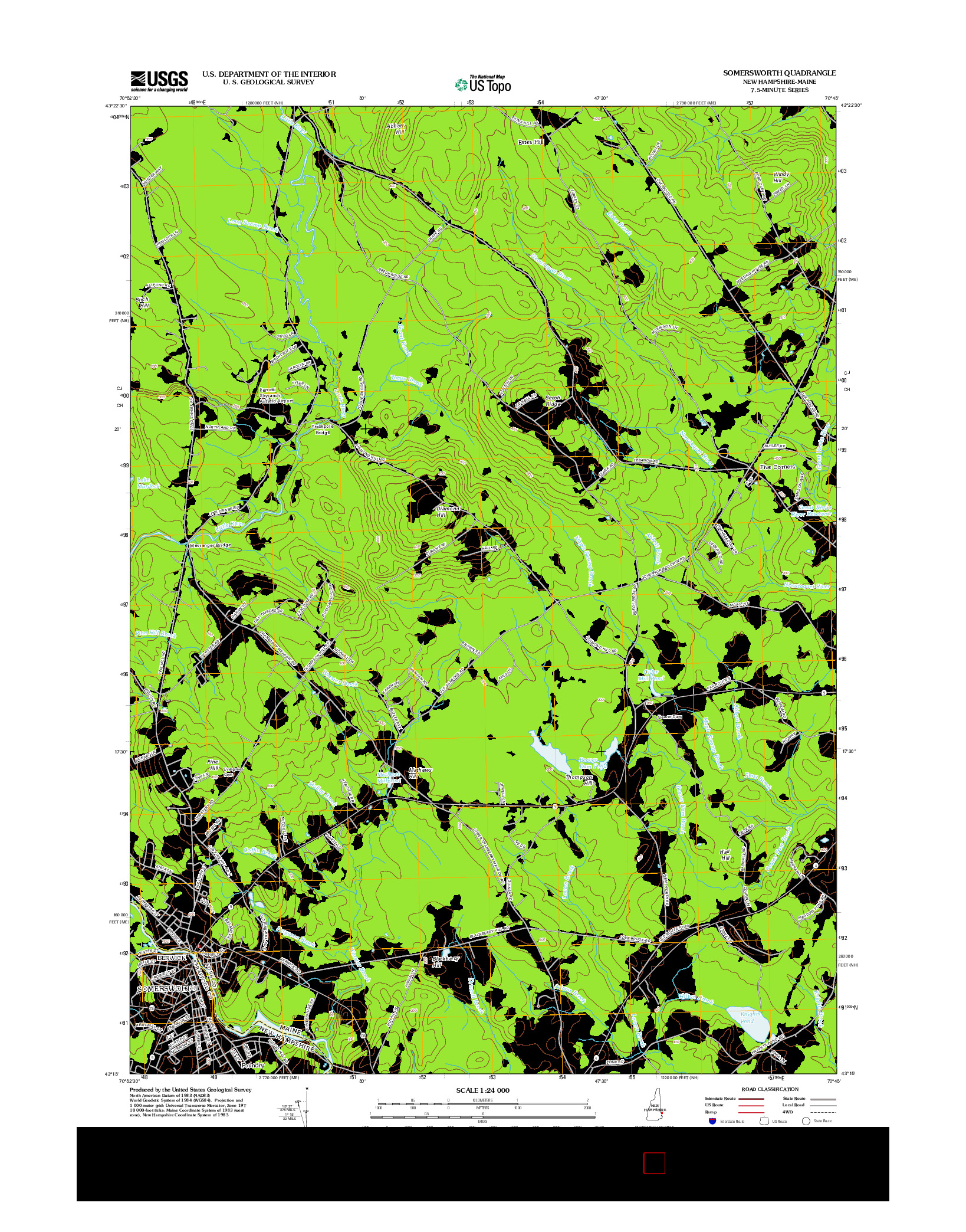 USGS US TOPO 7.5-MINUTE MAP FOR SOMERSWORTH, NH-ME 2012