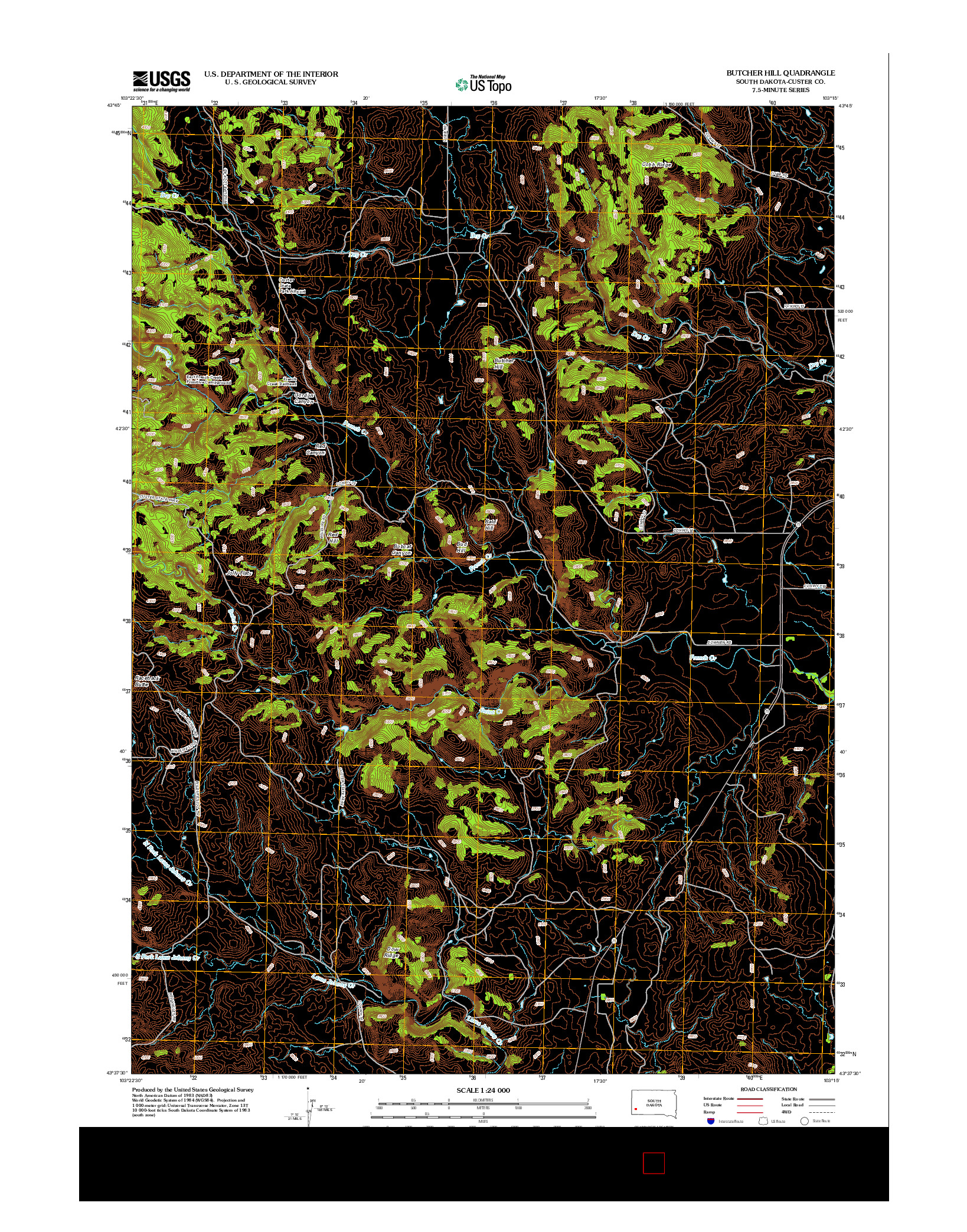 USGS US TOPO 7.5-MINUTE MAP FOR BUTCHER HILL, SD 2012