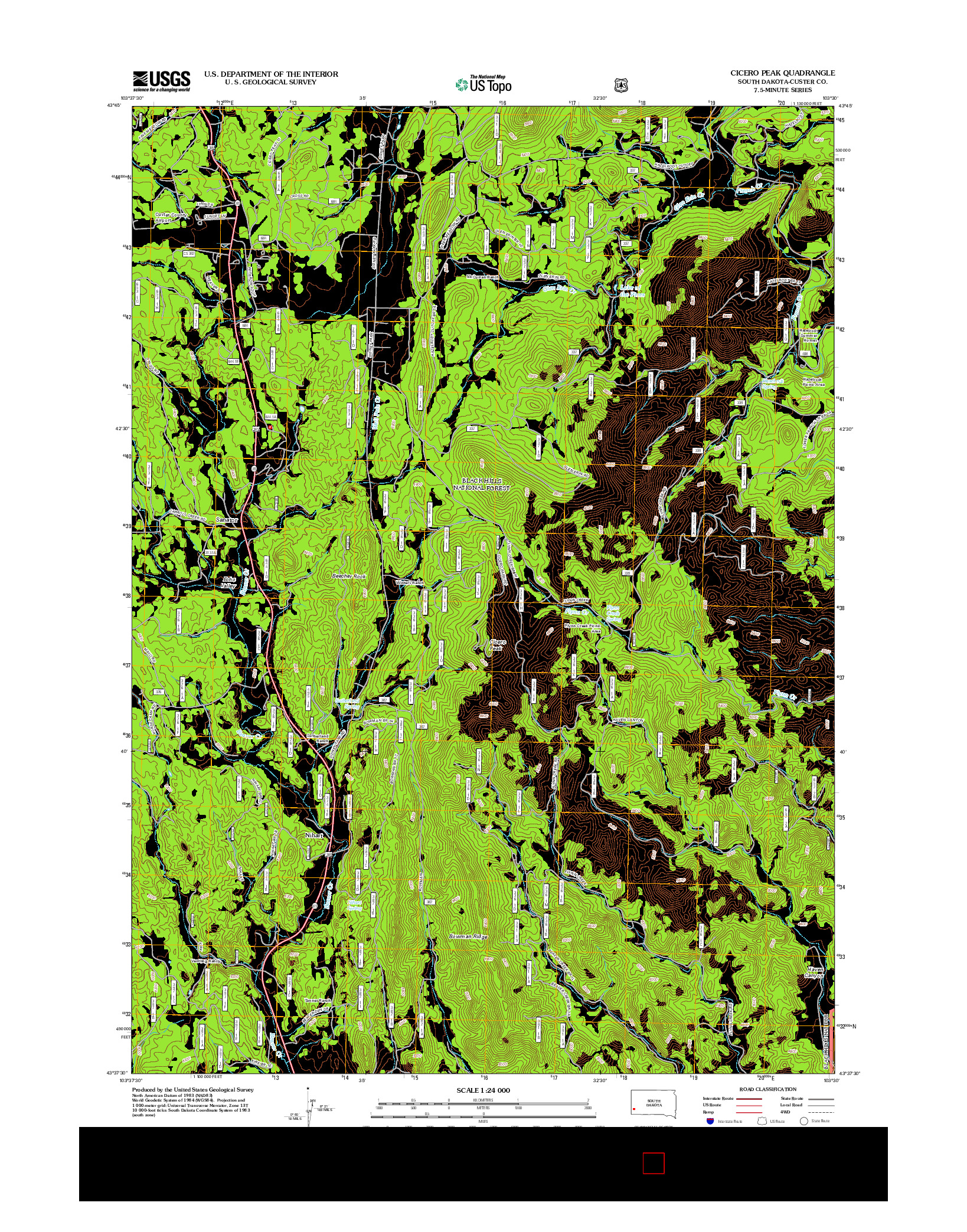 USGS US TOPO 7.5-MINUTE MAP FOR CICERO PEAK, SD 2012