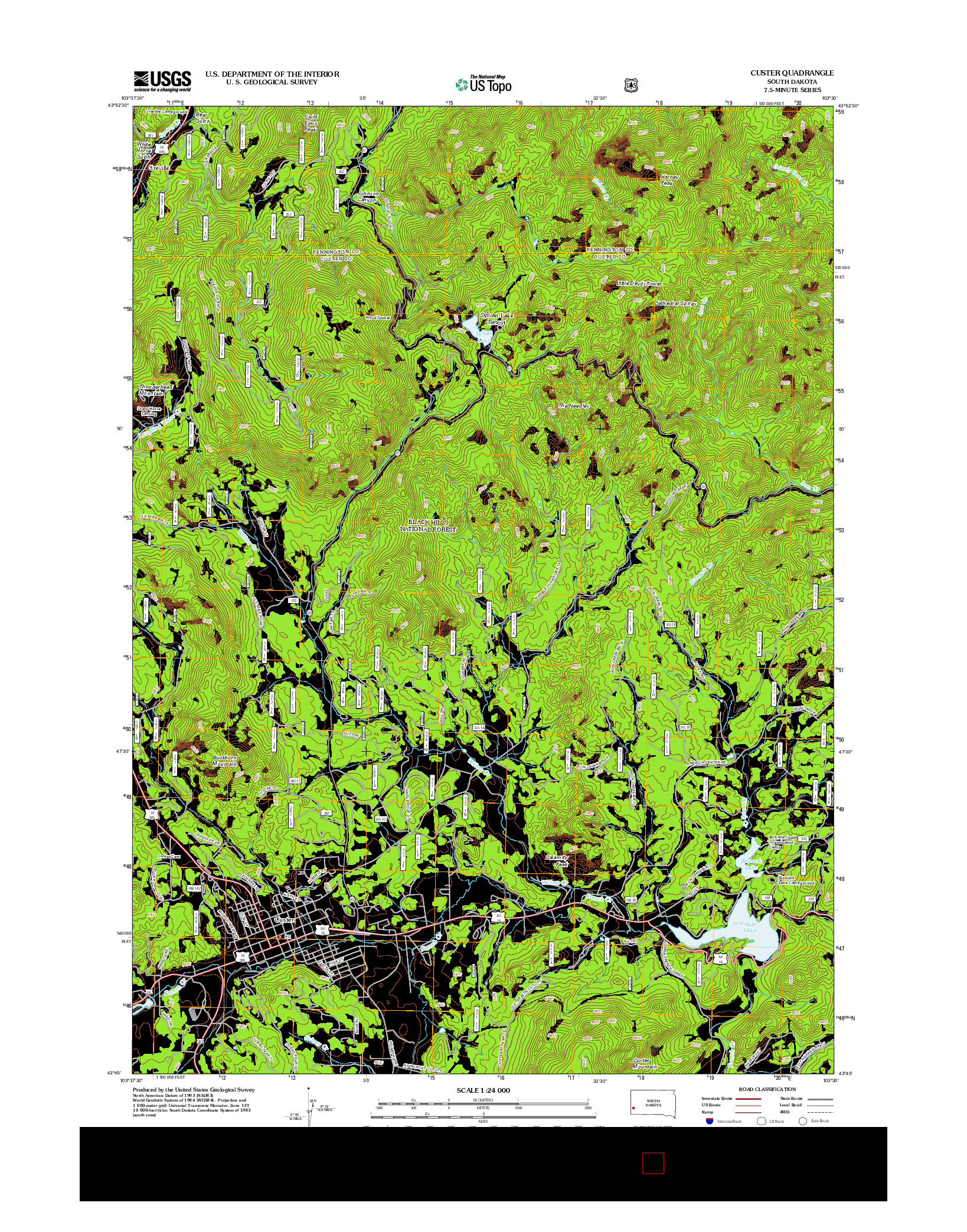 USGS US TOPO 7.5-MINUTE MAP FOR CUSTER, SD 2012