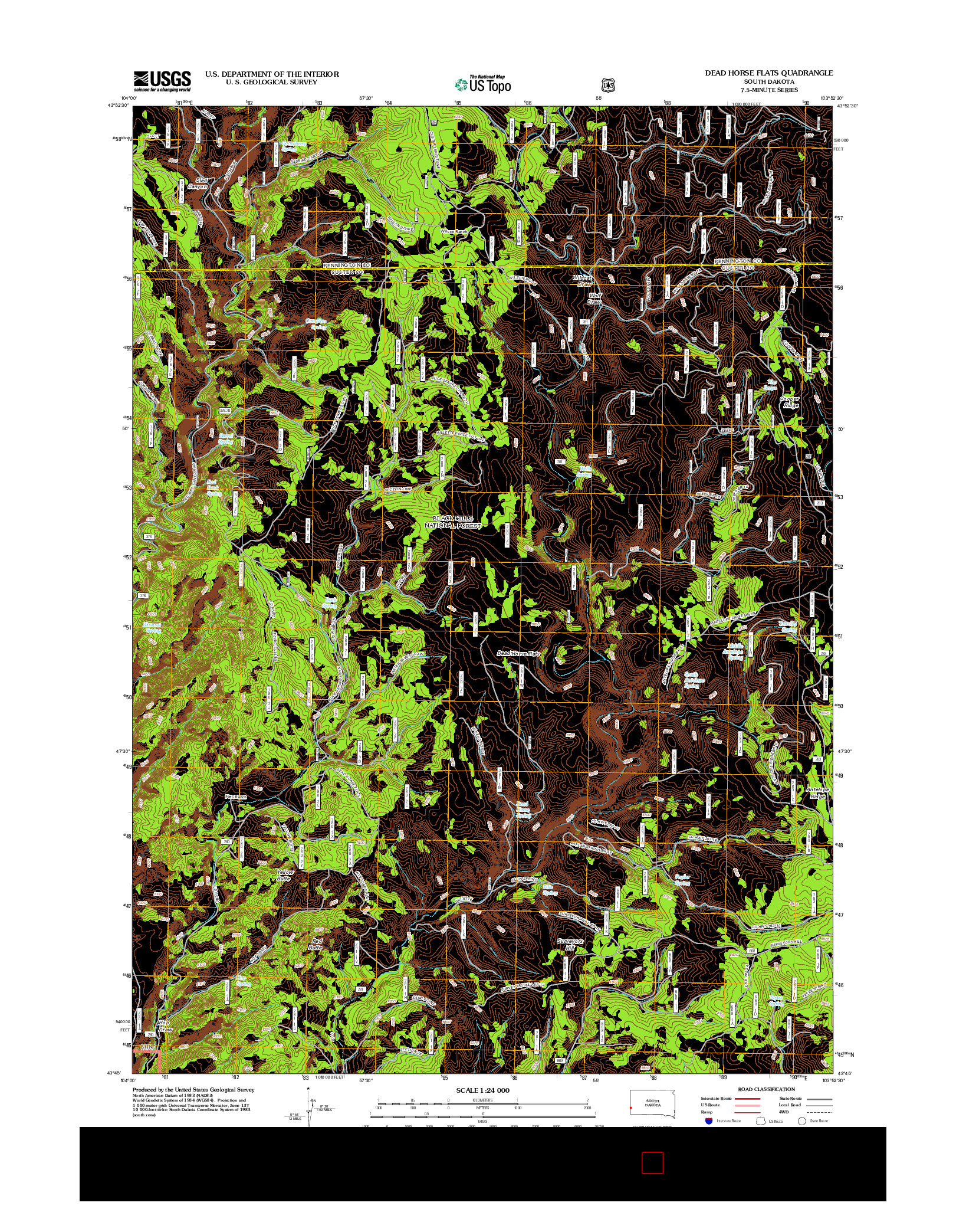 USGS US TOPO 7.5-MINUTE MAP FOR DEAD HORSE FLATS, SD 2012