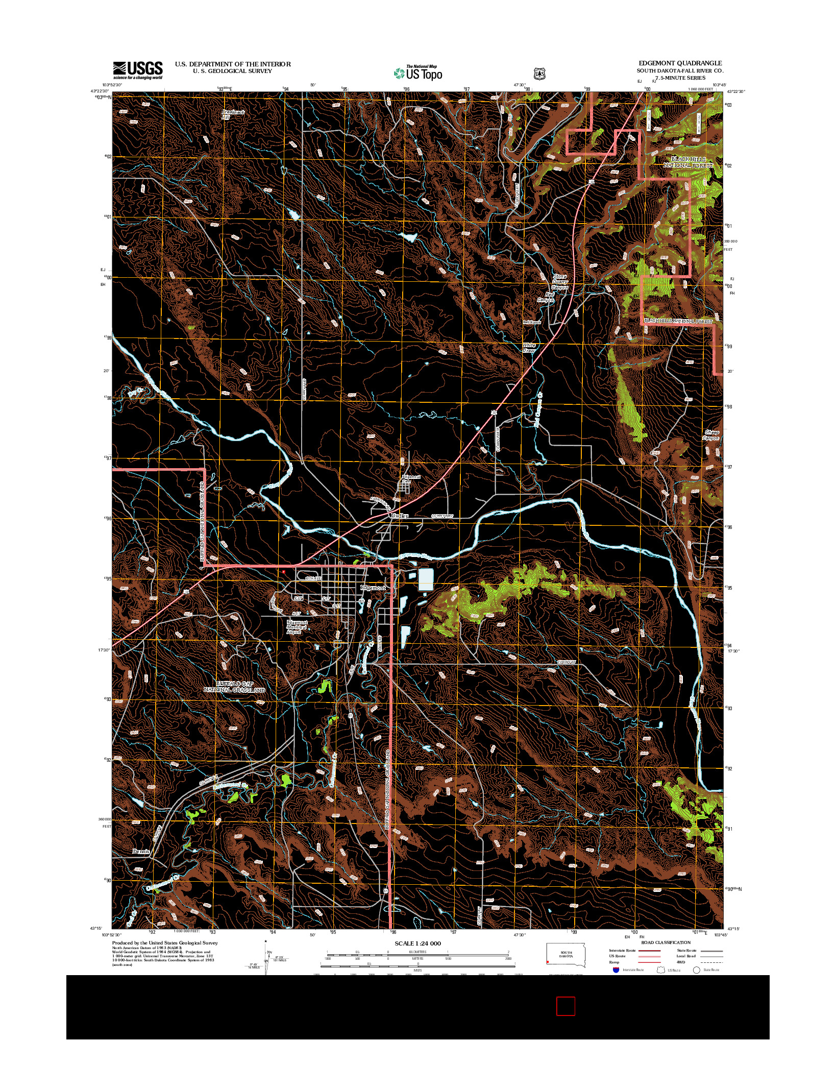 USGS US TOPO 7.5-MINUTE MAP FOR EDGEMONT, SD 2012