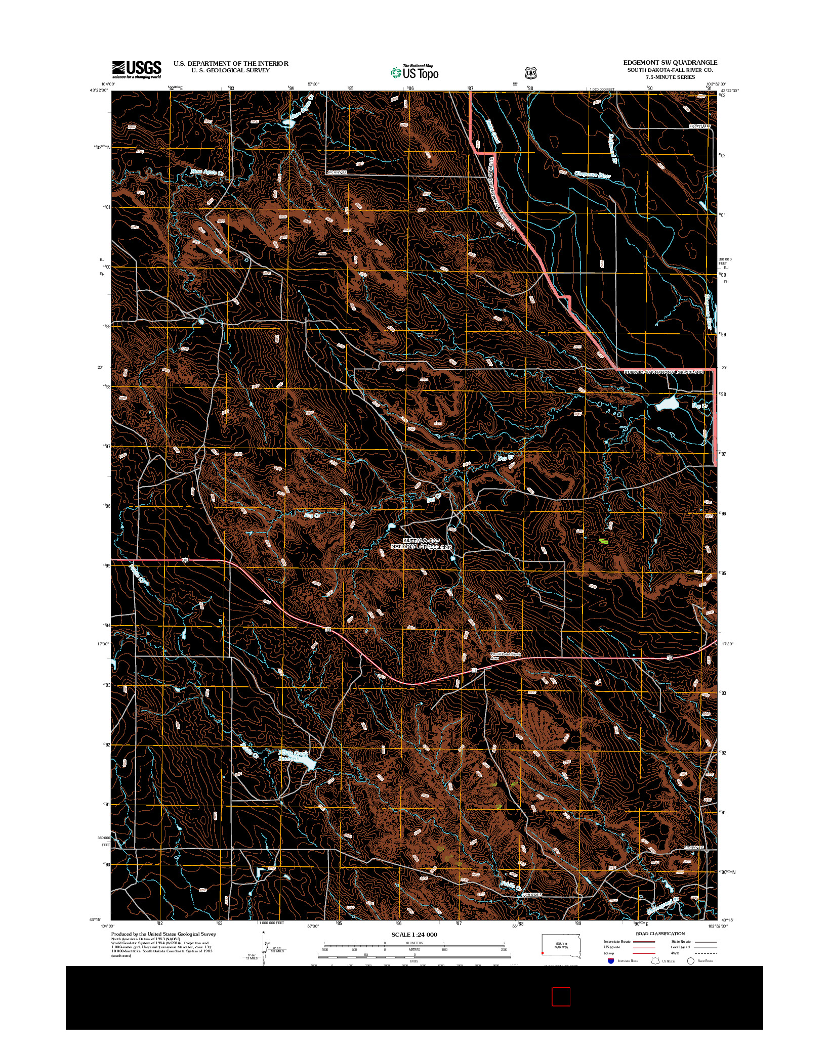 USGS US TOPO 7.5-MINUTE MAP FOR EDGEMONT SW, SD 2012