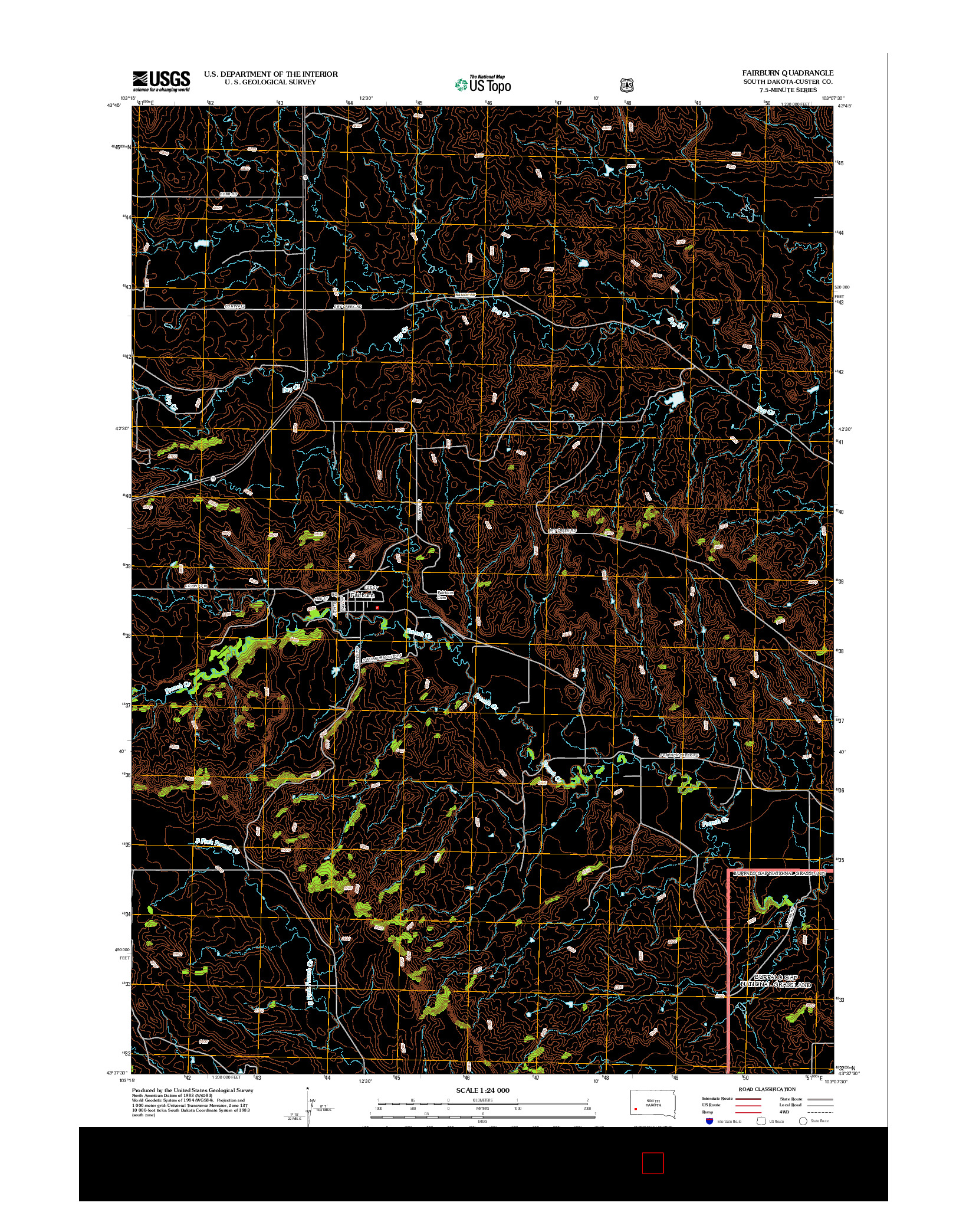 USGS US TOPO 7.5-MINUTE MAP FOR FAIRBURN, SD 2012