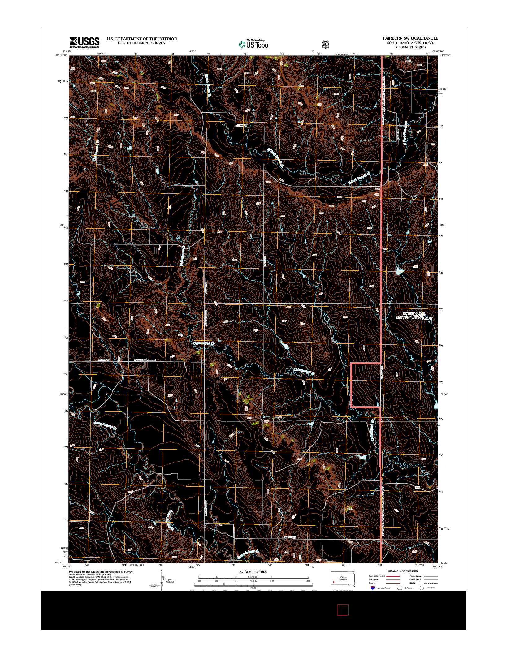 USGS US TOPO 7.5-MINUTE MAP FOR FAIRBURN SW, SD 2012