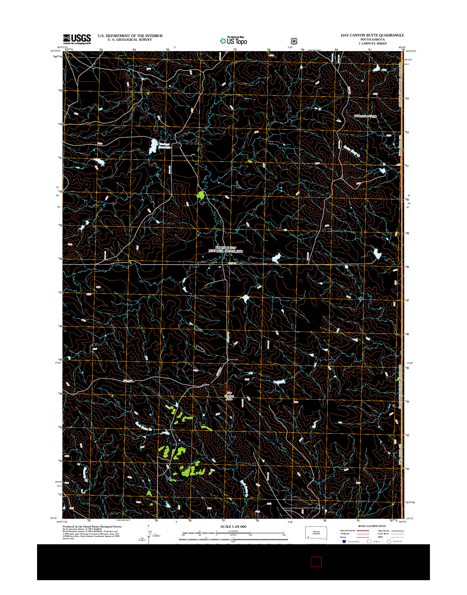 USGS US TOPO 7.5-MINUTE MAP FOR HAY CANYON BUTTE, SD 2012