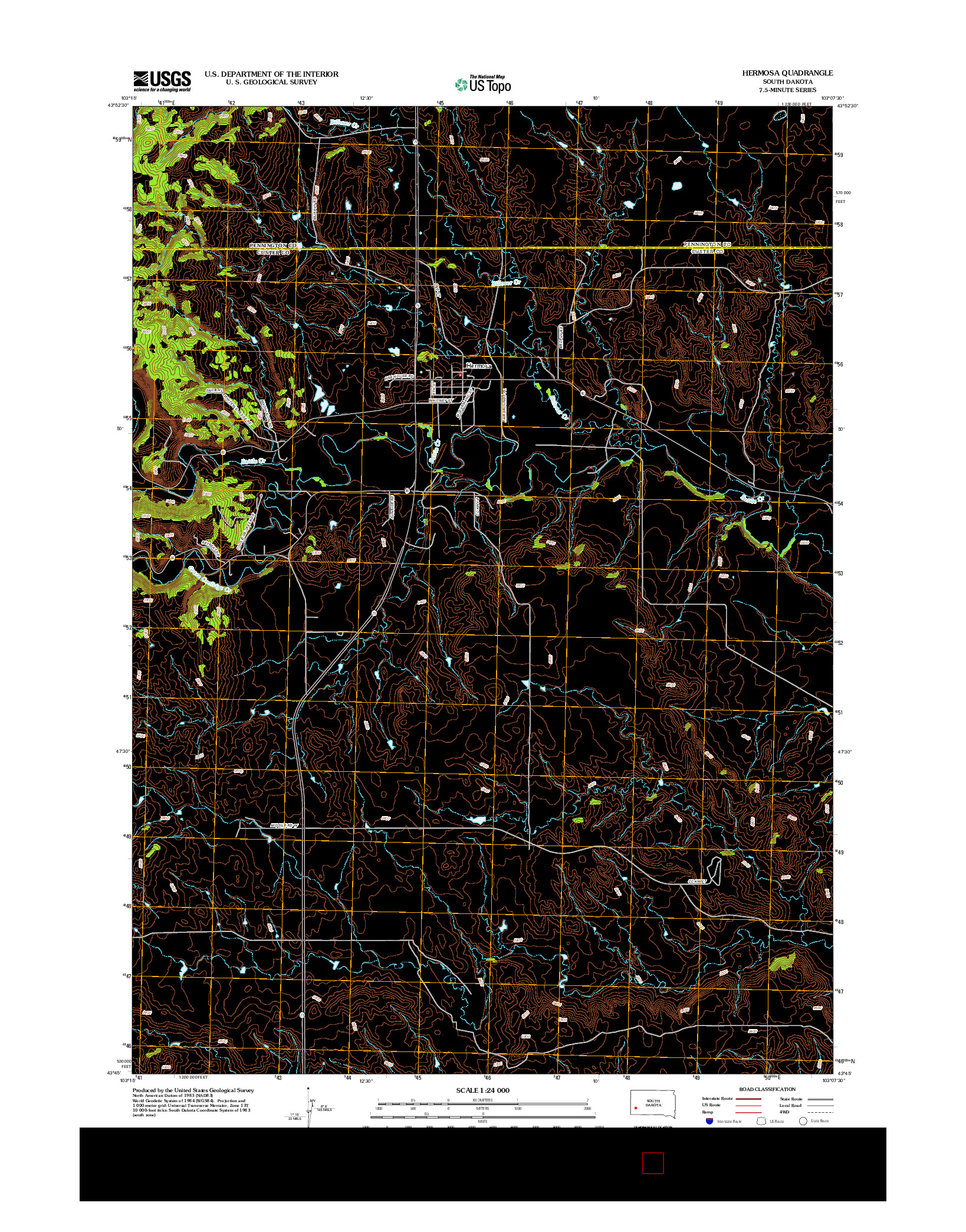 USGS US TOPO 7.5-MINUTE MAP FOR HERMOSA, SD 2012