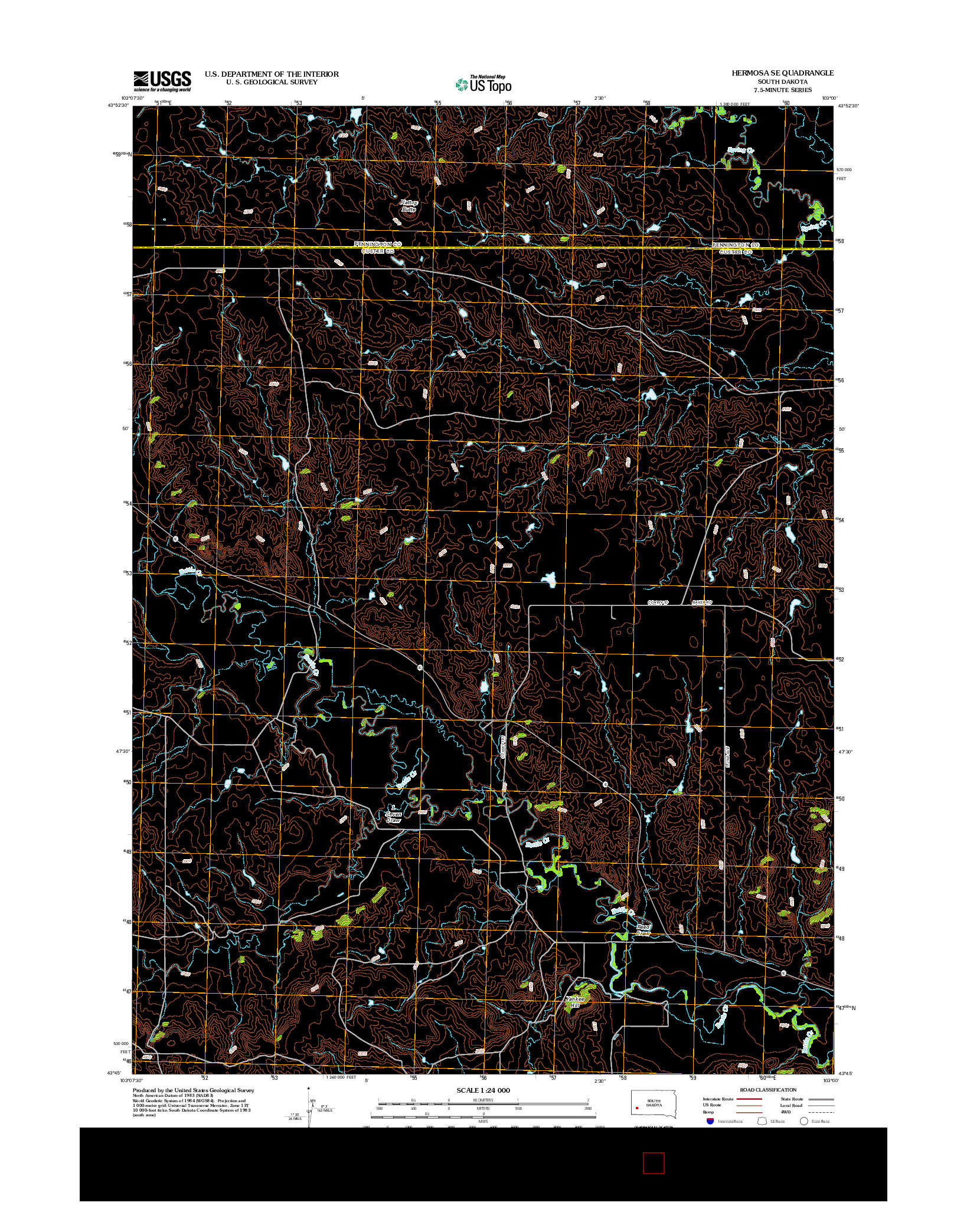 USGS US TOPO 7.5-MINUTE MAP FOR HERMOSA SE, SD 2012