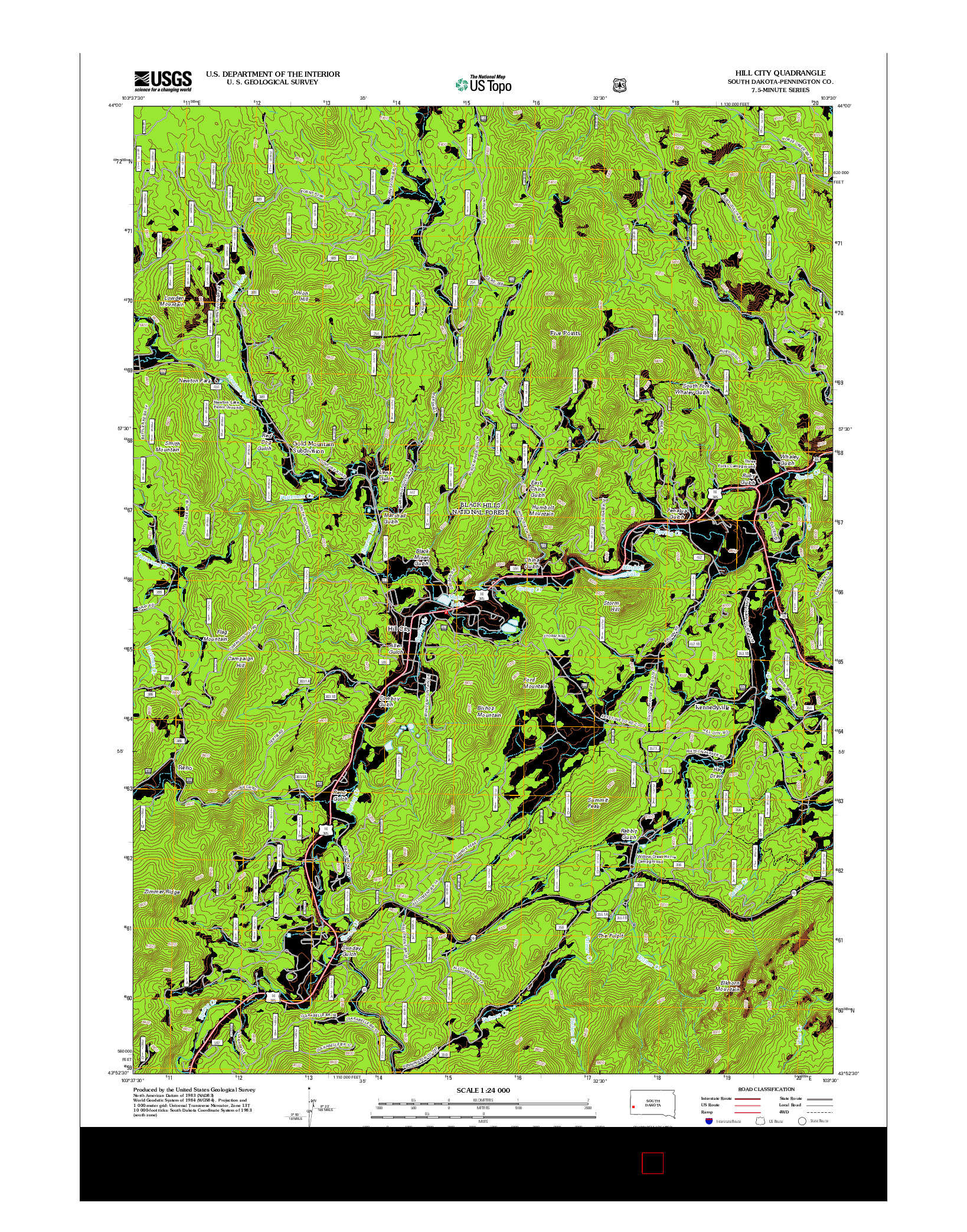 USGS US TOPO 7.5-MINUTE MAP FOR HILL CITY, SD 2012