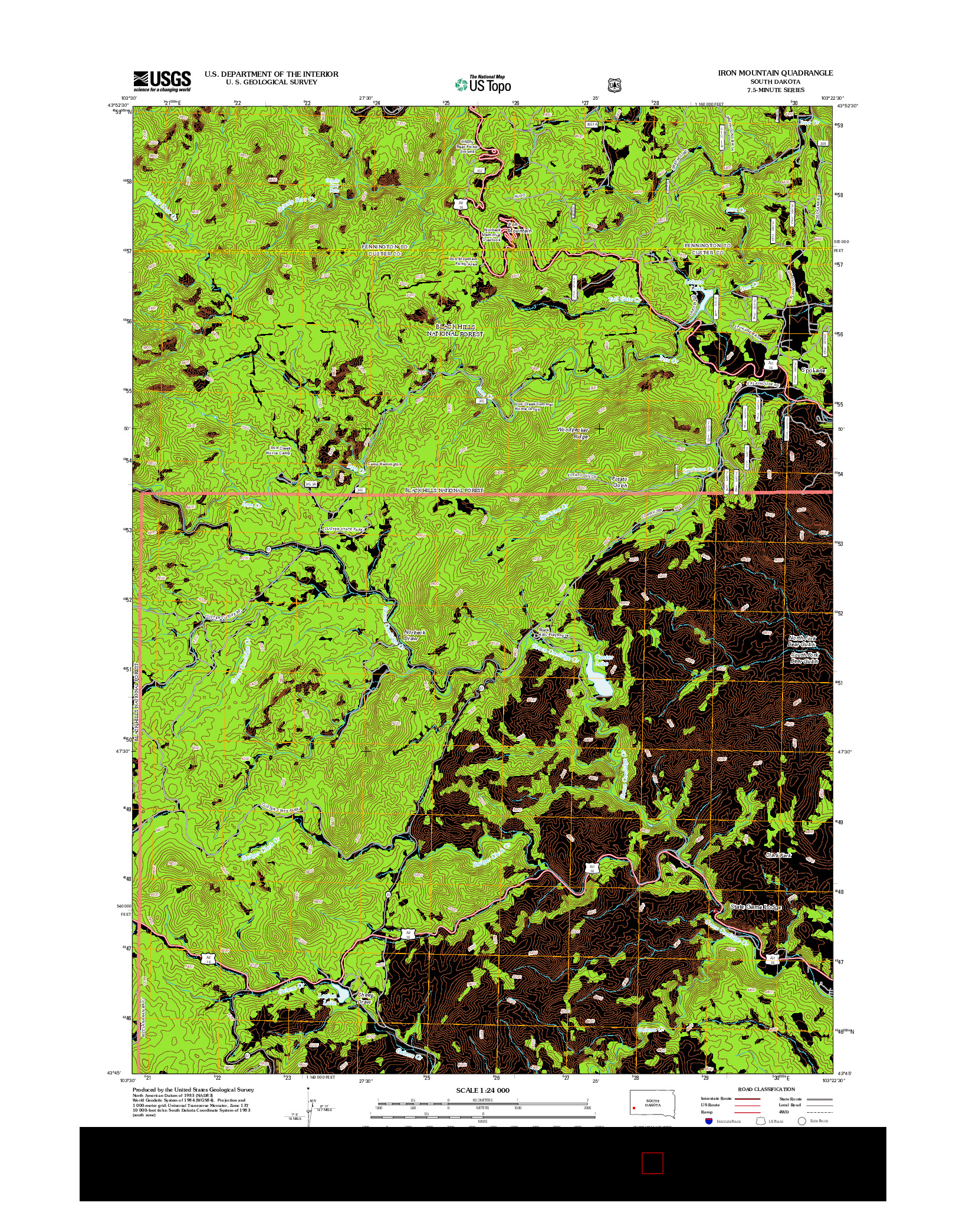 USGS US TOPO 7.5-MINUTE MAP FOR IRON MOUNTAIN, SD 2012