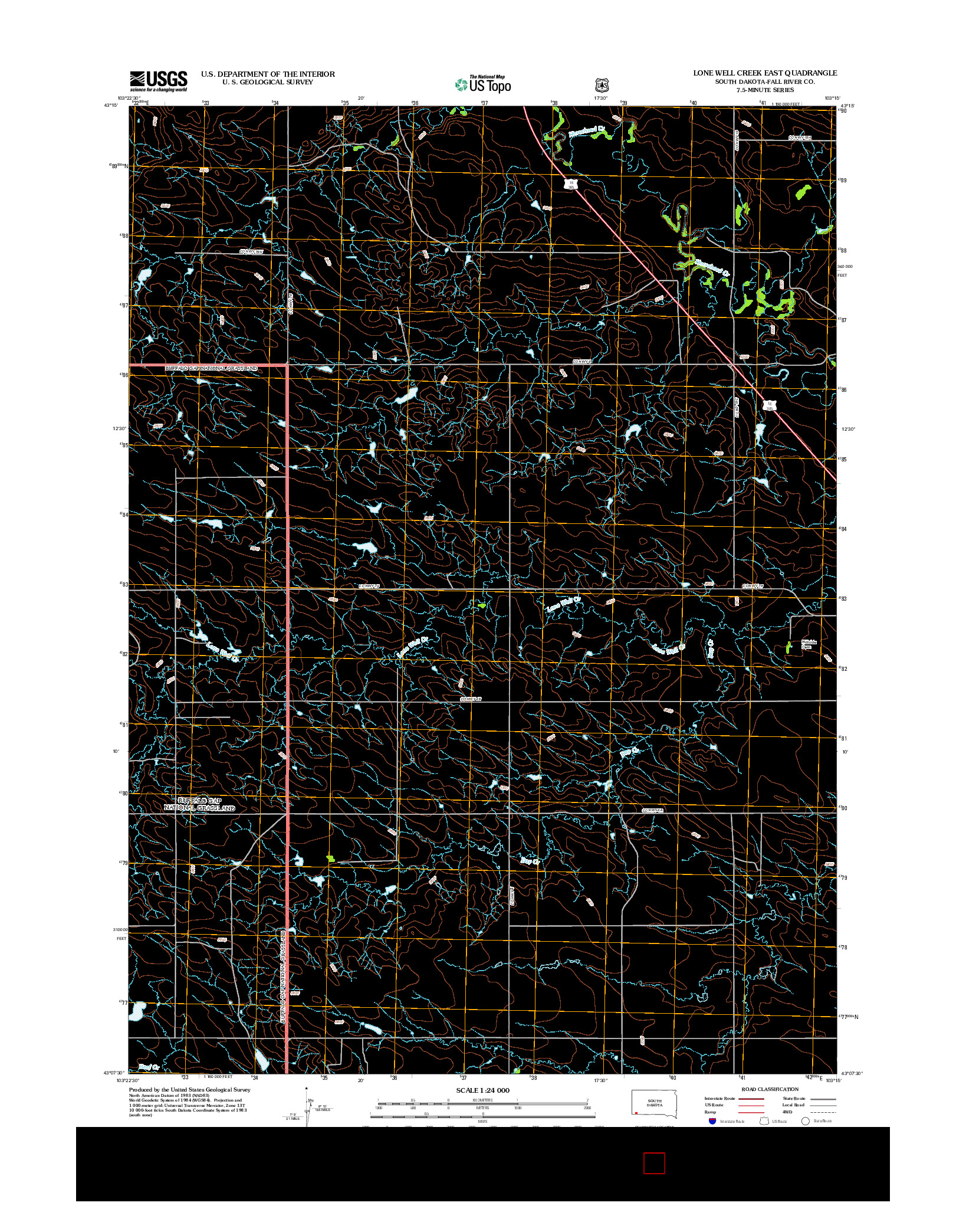 USGS US TOPO 7.5-MINUTE MAP FOR LONE WELL CREEK EAST, SD 2012