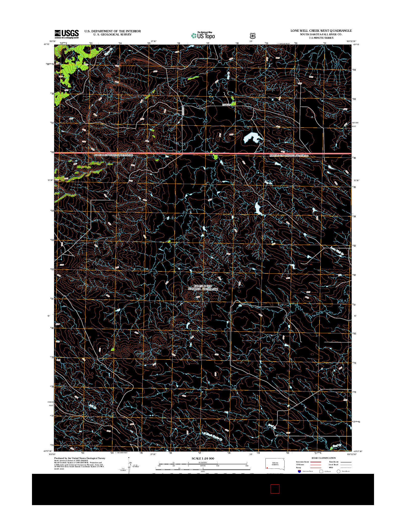USGS US TOPO 7.5-MINUTE MAP FOR LONE WELL CREEK WEST, SD 2012