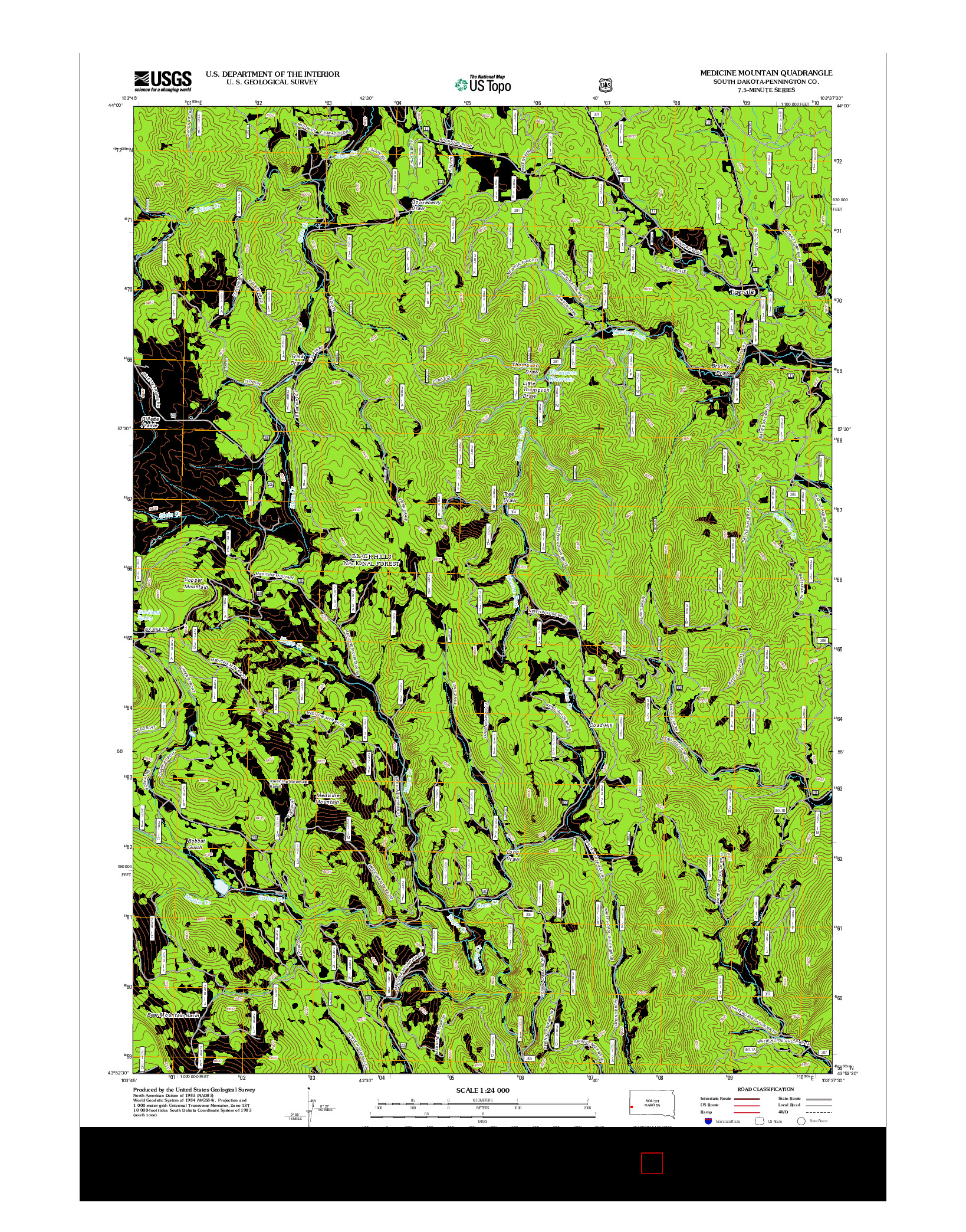 USGS US TOPO 7.5-MINUTE MAP FOR MEDICINE MOUNTAIN, SD 2012