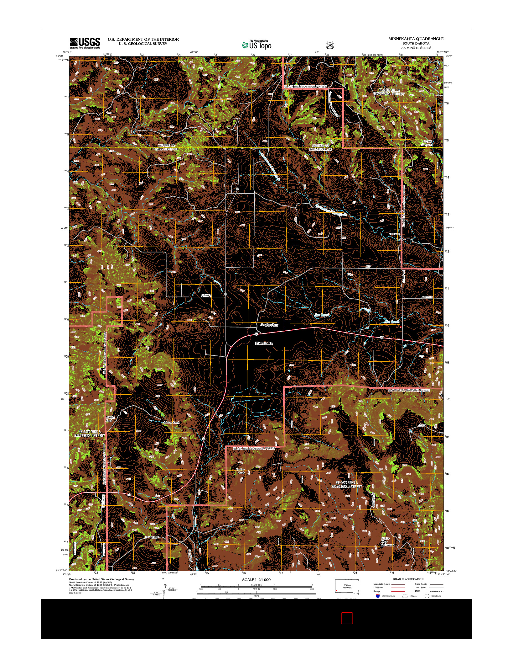 USGS US TOPO 7.5-MINUTE MAP FOR MINNEKAHTA, SD 2012