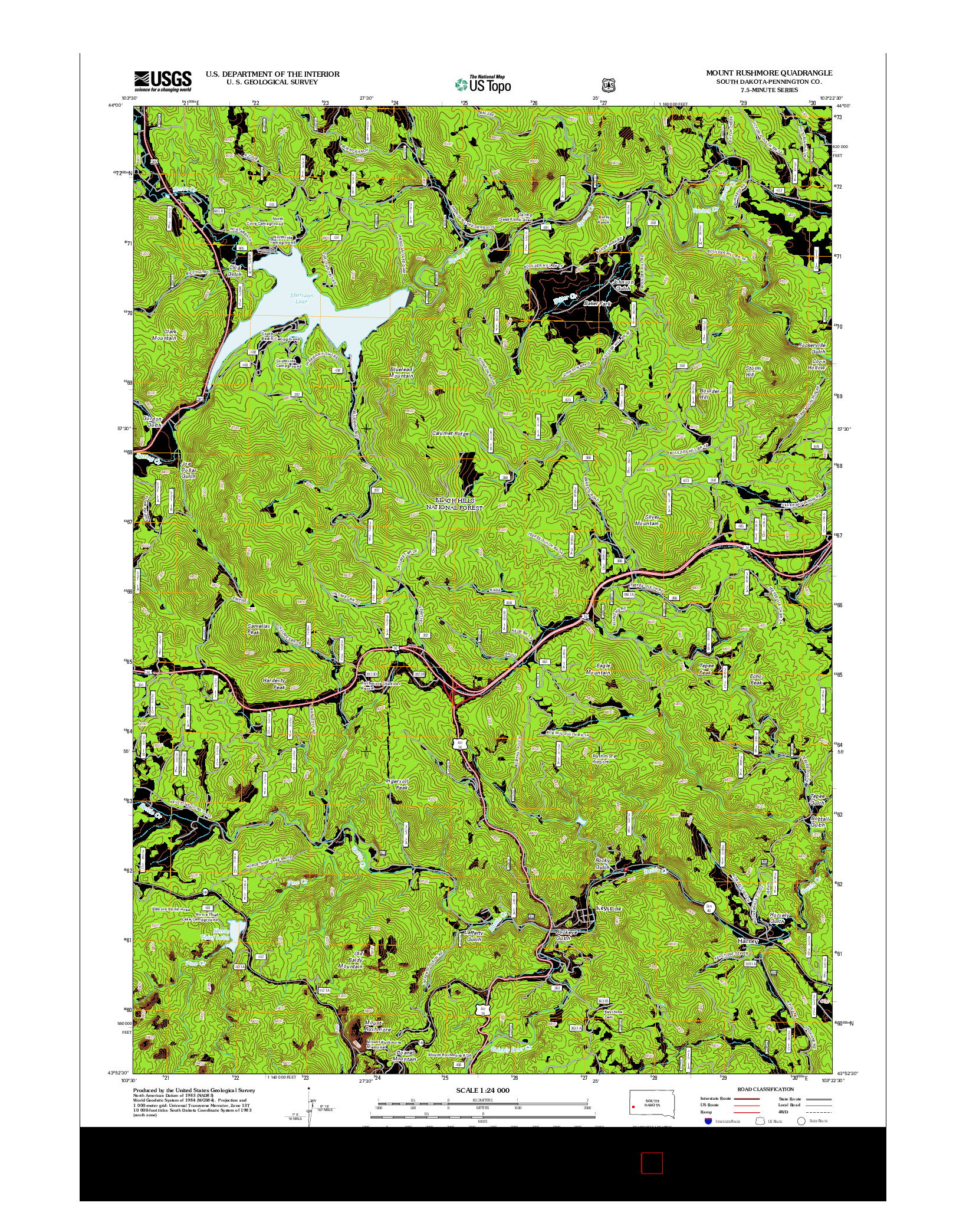 USGS US TOPO 7.5-MINUTE MAP FOR MOUNT RUSHMORE, SD 2012