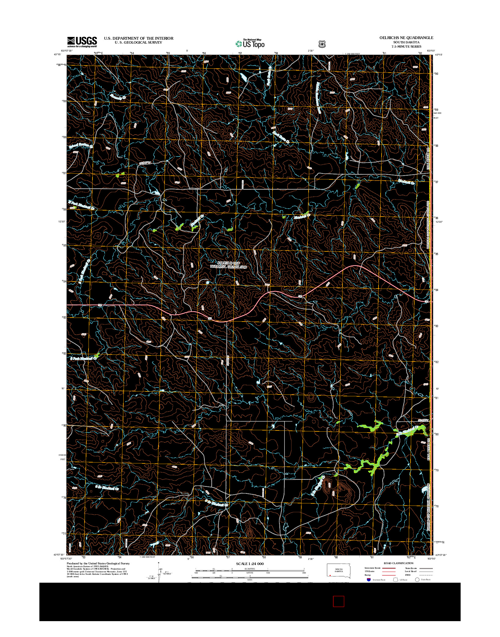 USGS US TOPO 7.5-MINUTE MAP FOR OELRICHS NE, SD 2012