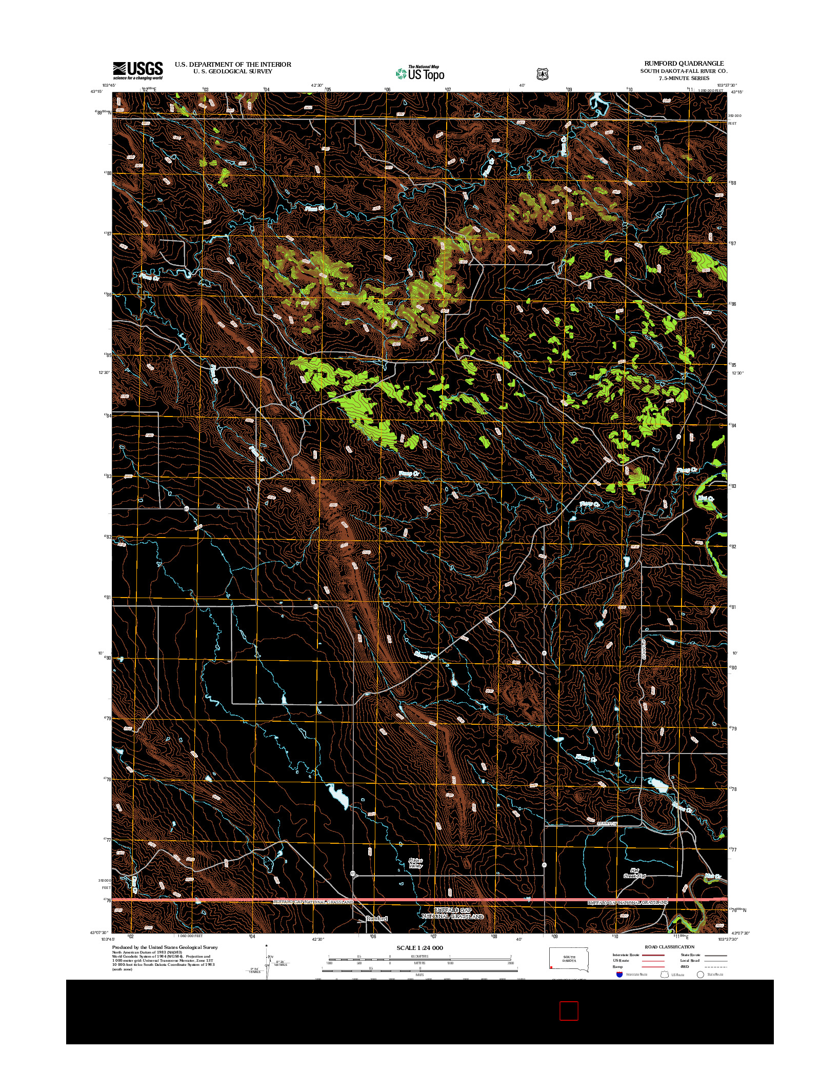 USGS US TOPO 7.5-MINUTE MAP FOR RUMFORD, SD 2012