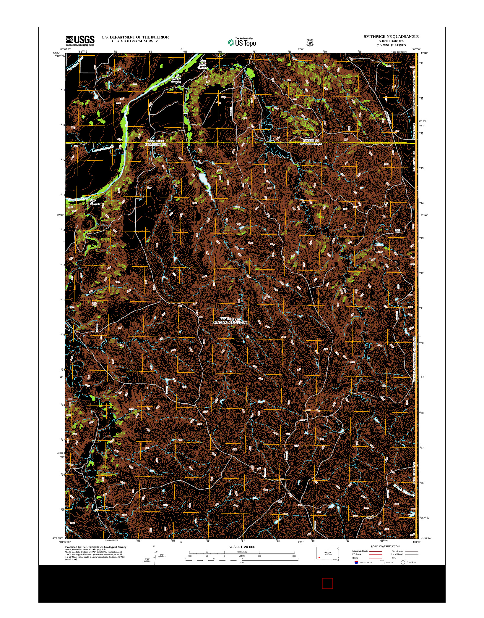 USGS US TOPO 7.5-MINUTE MAP FOR SMITHWICK NE, SD 2012