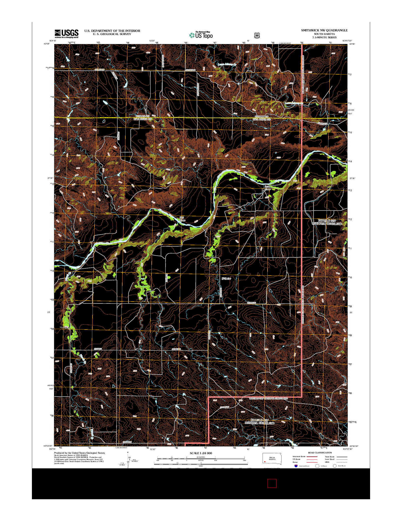USGS US TOPO 7.5-MINUTE MAP FOR SMITHWICK NW, SD 2012