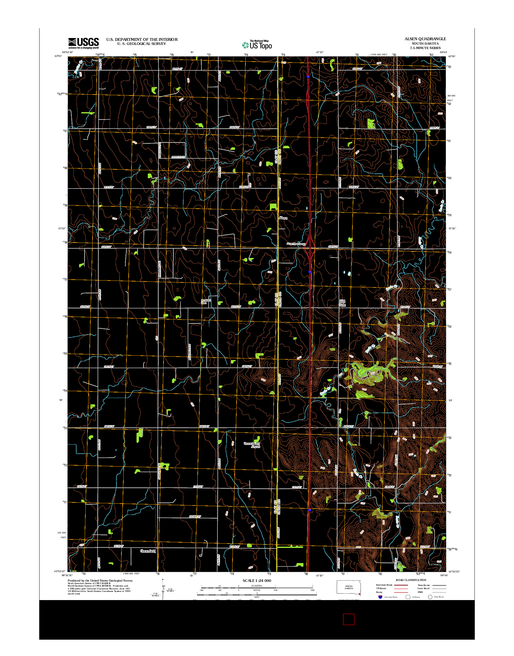 USGS US TOPO 7.5-MINUTE MAP FOR ALSEN, SD 2012