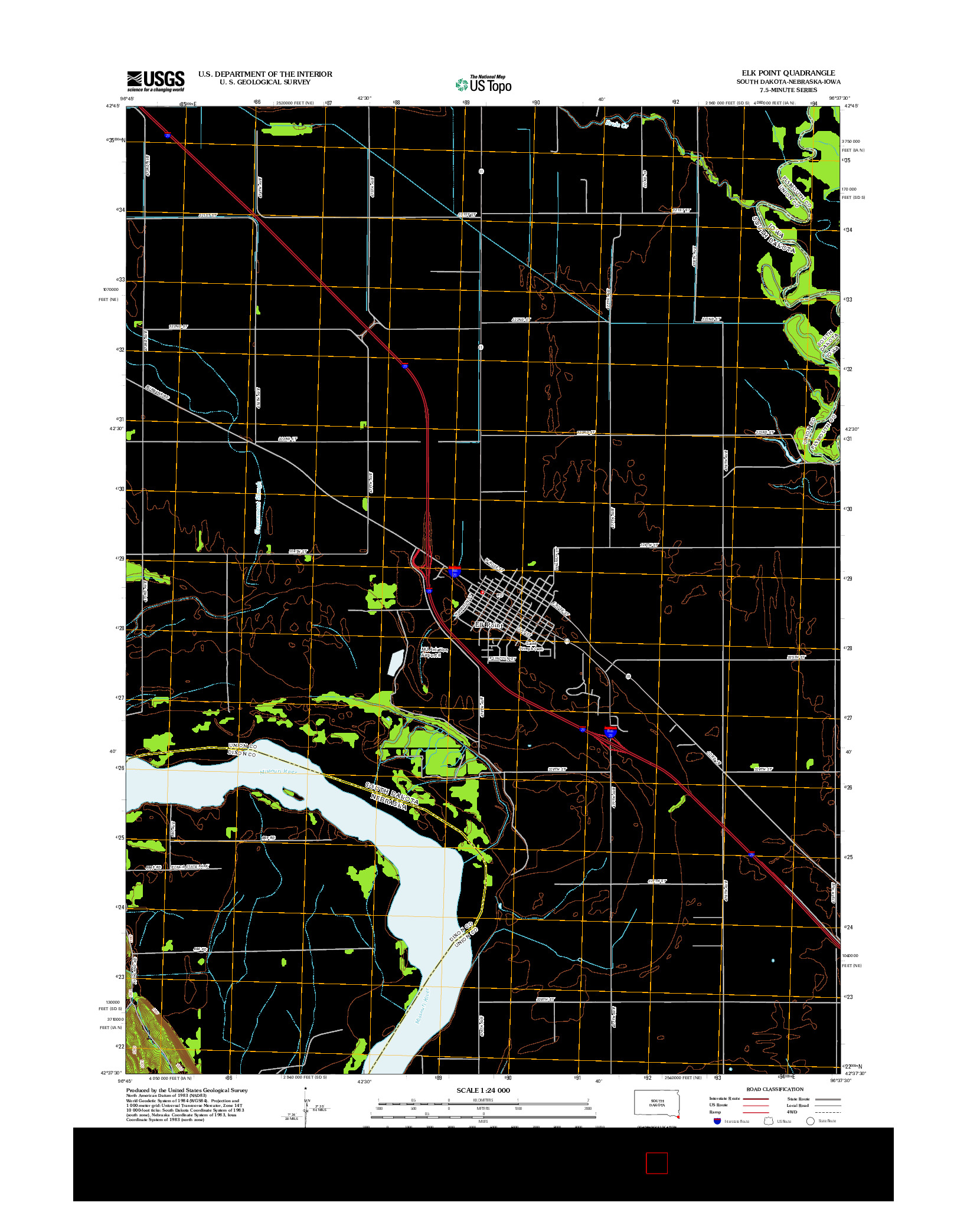 USGS US TOPO 7.5-MINUTE MAP FOR ELK POINT, SD-NE-IA 2012