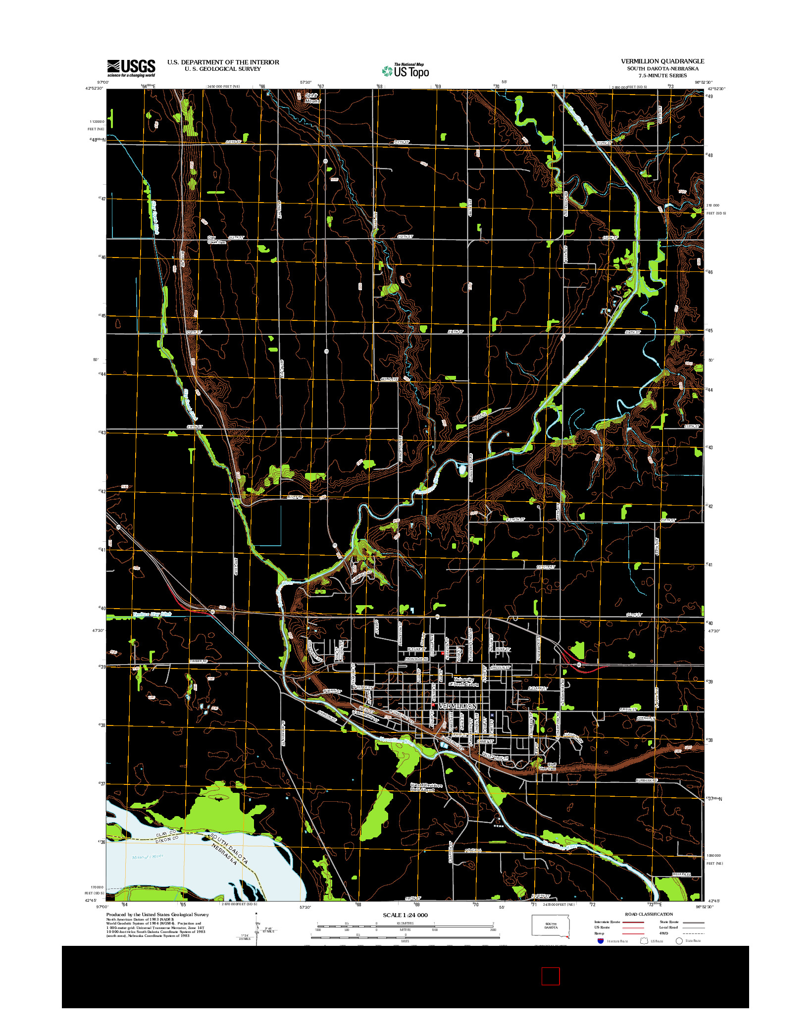 USGS US TOPO 7.5-MINUTE MAP FOR VERMILLION, SD-NE 2012