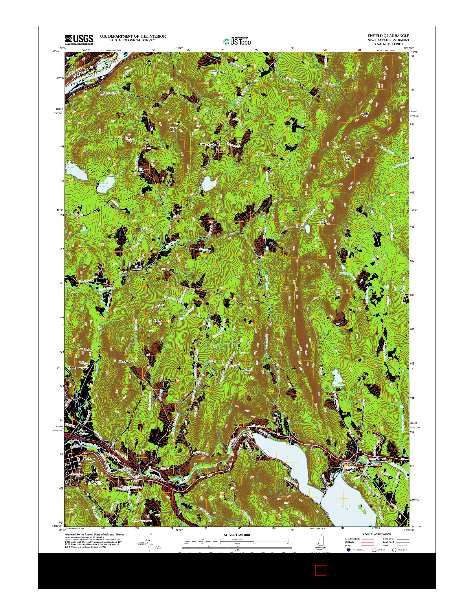 USGS US TOPO 7.5-MINUTE MAP FOR ENFIELD, NH-VT 2012