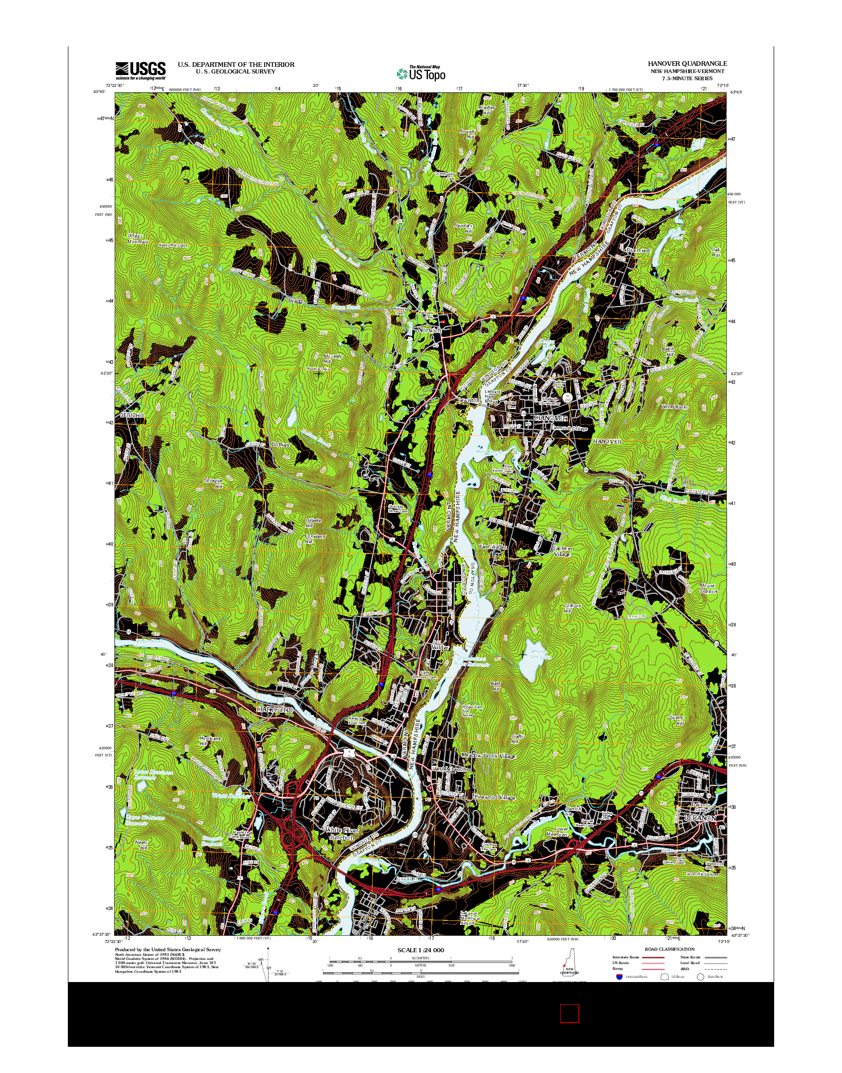 USGS US TOPO 7.5-MINUTE MAP FOR HANOVER, NH-VT 2012