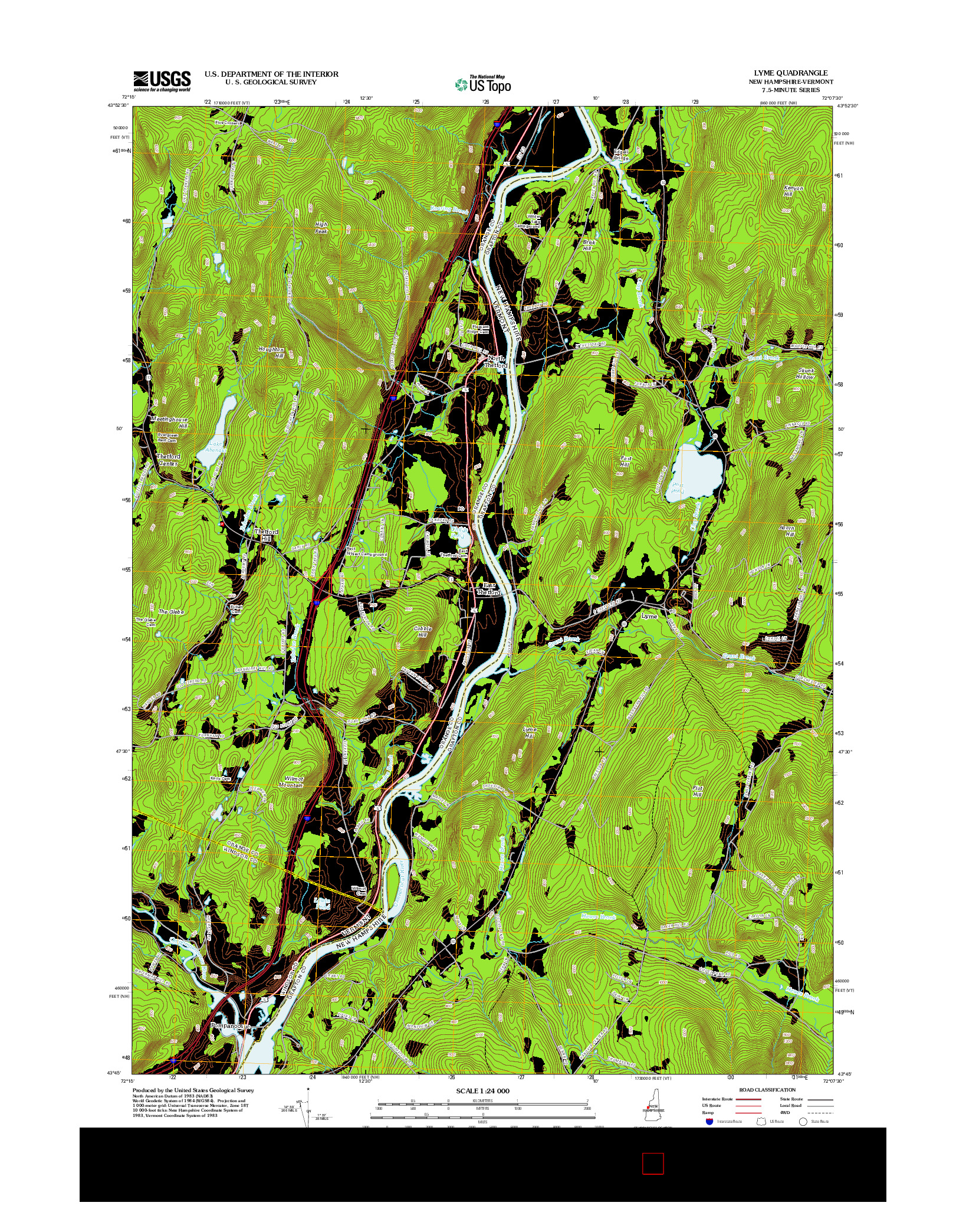 USGS US TOPO 7.5-MINUTE MAP FOR LYME, NH-VT 2012