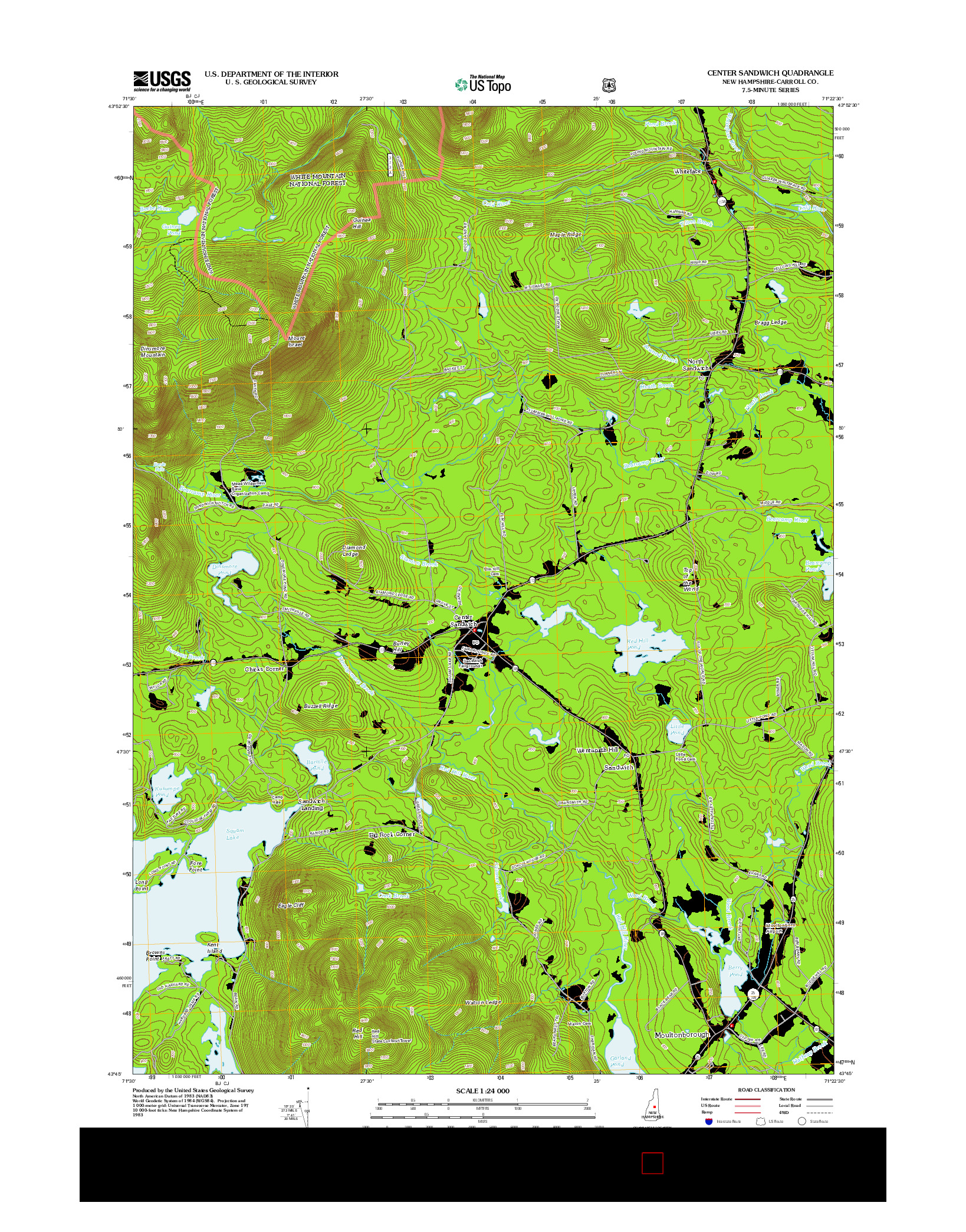 USGS US TOPO 7.5-MINUTE MAP FOR CENTER SANDWICH, NH 2012