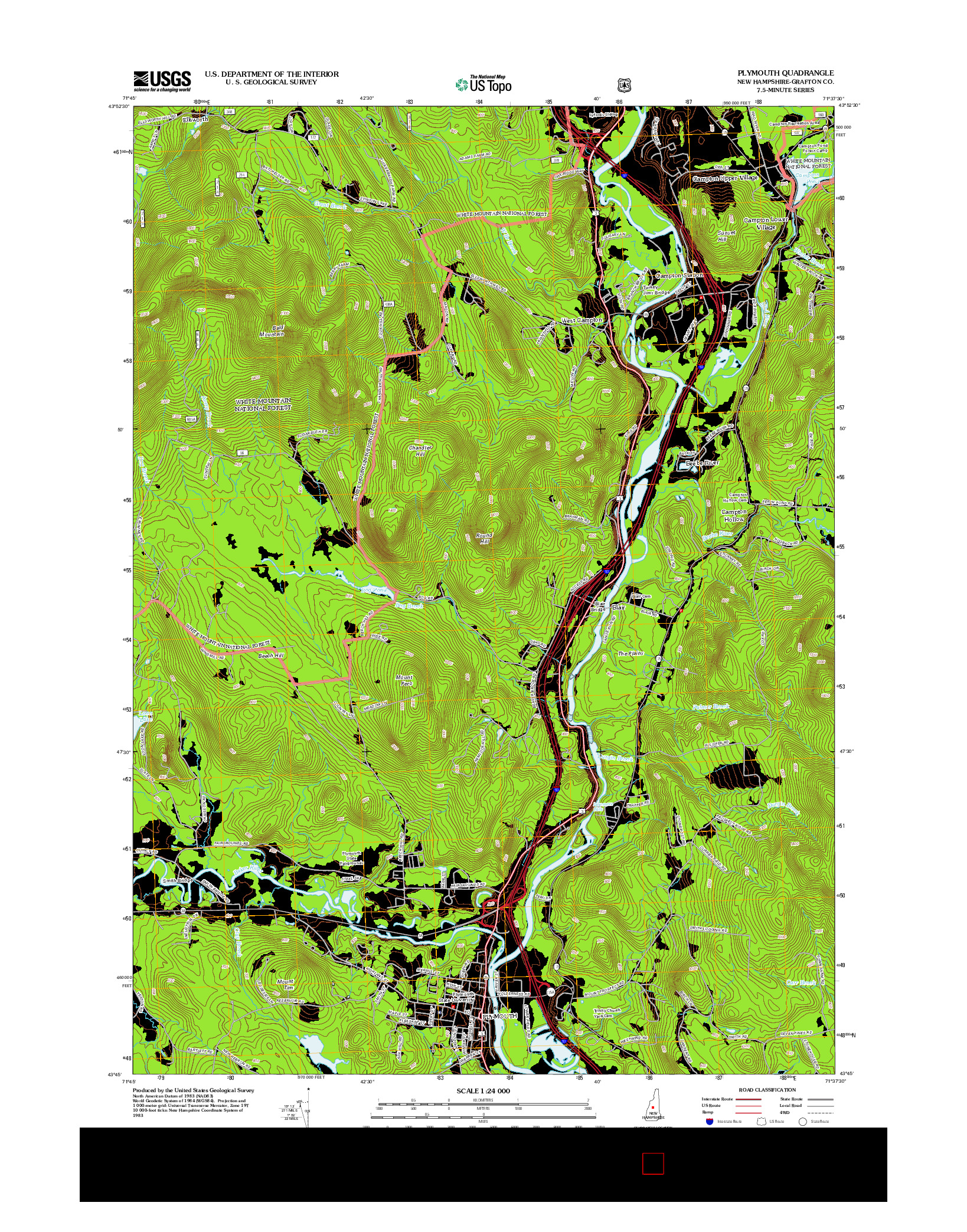 USGS US TOPO 7.5-MINUTE MAP FOR PLYMOUTH, NH 2012