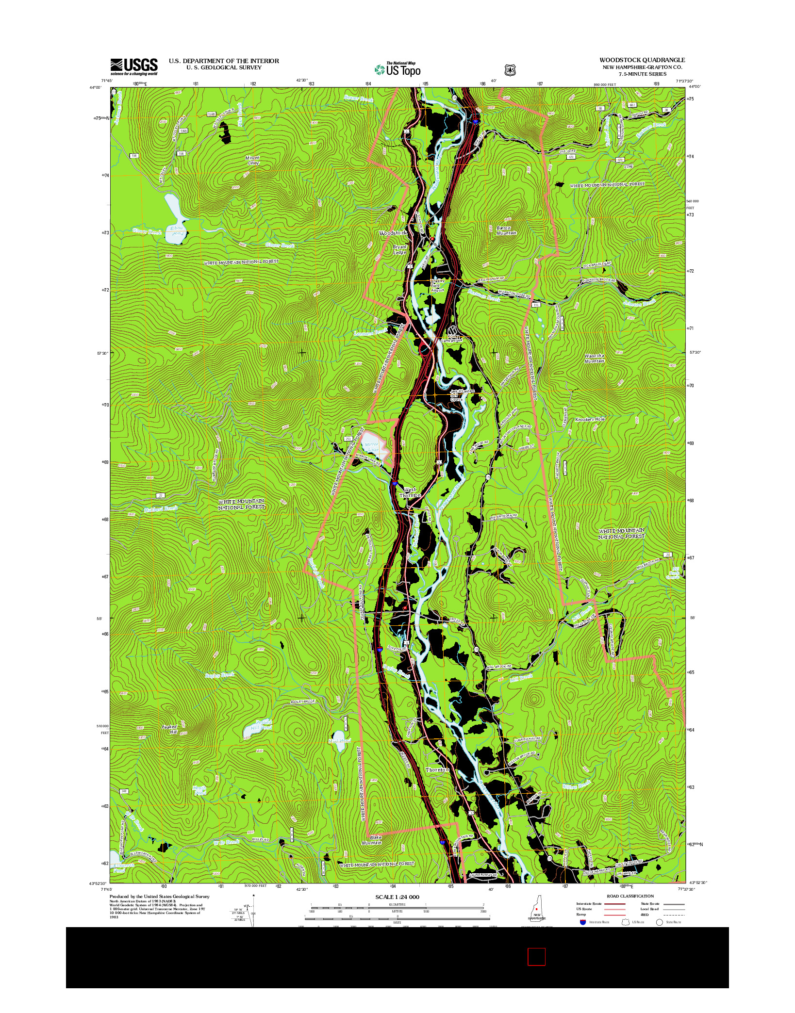 USGS US TOPO 7.5-MINUTE MAP FOR WOODSTOCK, NH 2012