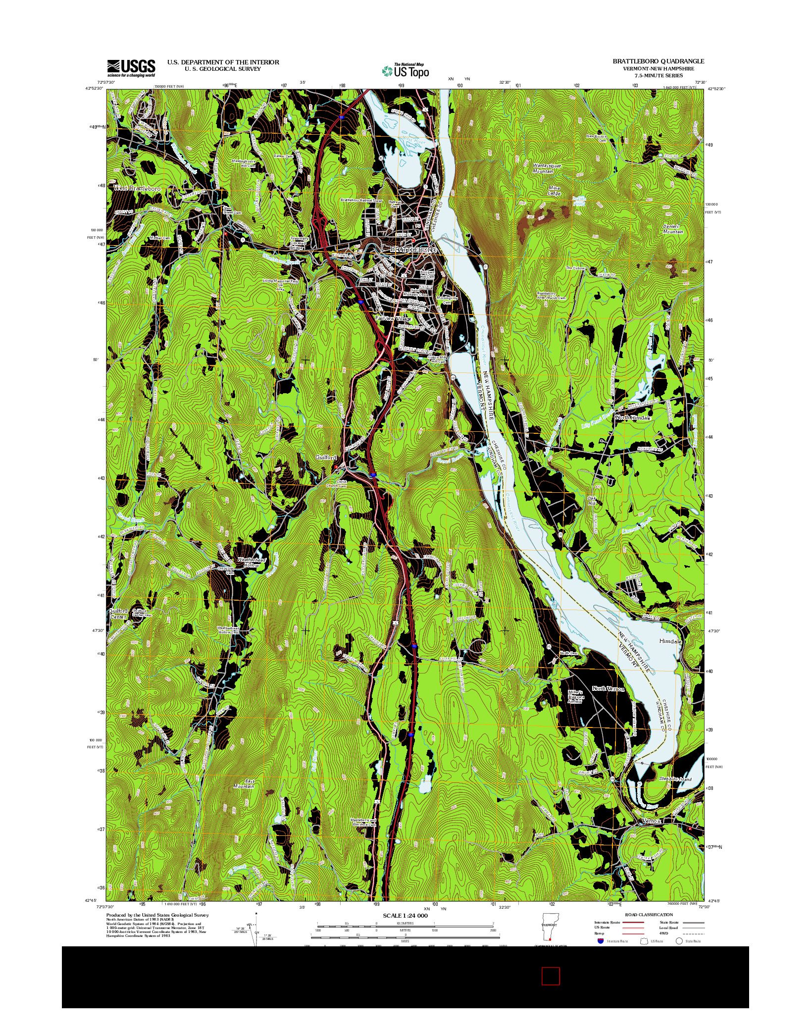 USGS US TOPO 7.5-MINUTE MAP FOR BRATTLEBORO, VT-NH 2012