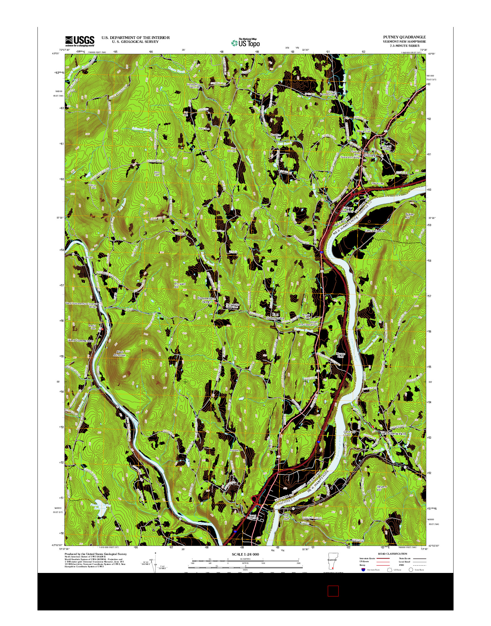 USGS US TOPO 7.5-MINUTE MAP FOR PUTNEY, VT-NH 2012