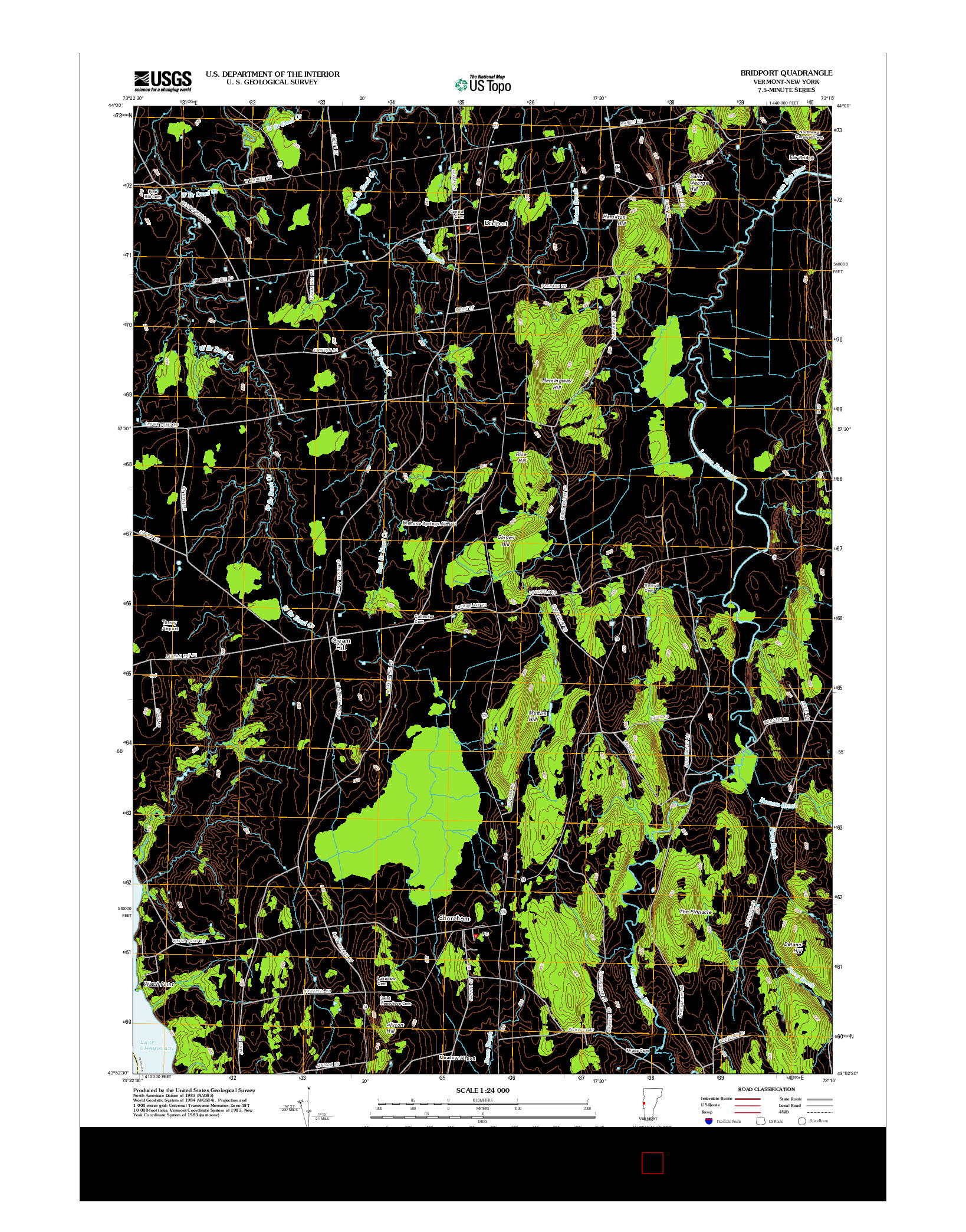USGS US TOPO 7.5-MINUTE MAP FOR BRIDPORT, VT-NY 2012