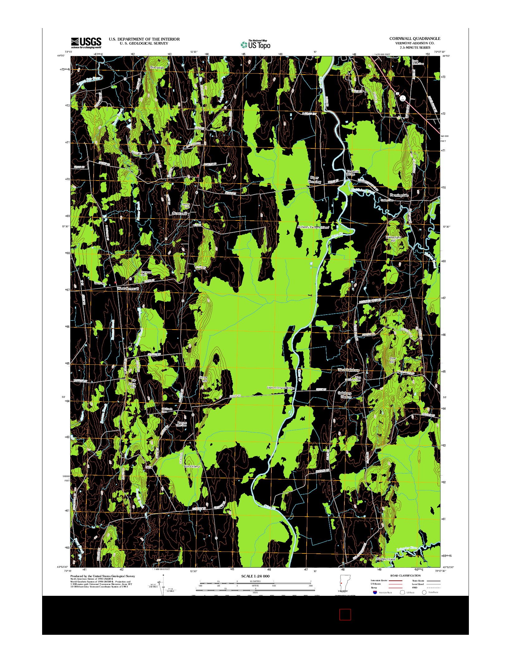 USGS US TOPO 7.5-MINUTE MAP FOR CORNWALL, VT 2012