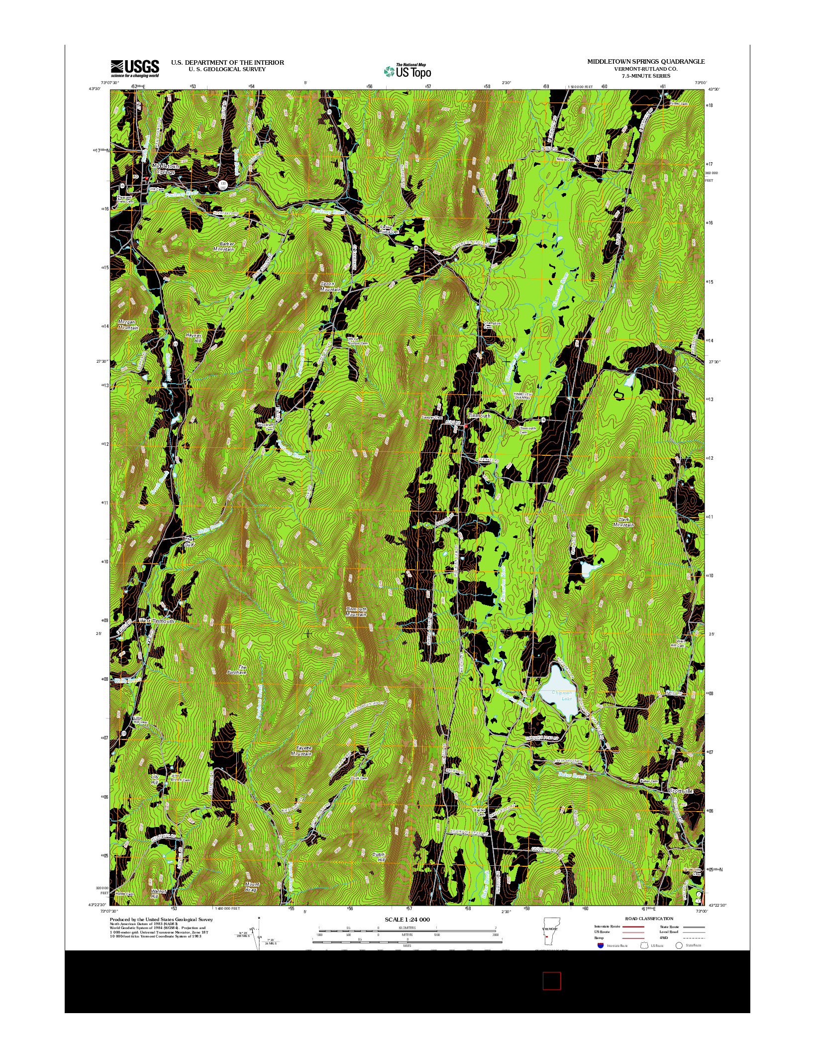 USGS US TOPO 7.5-MINUTE MAP FOR MIDDLETOWN SPRINGS, VT 2012