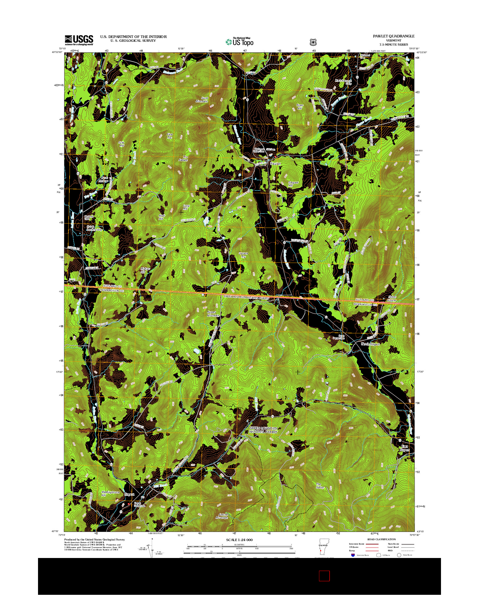 USGS US TOPO 7.5-MINUTE MAP FOR PAWLET, VT 2012