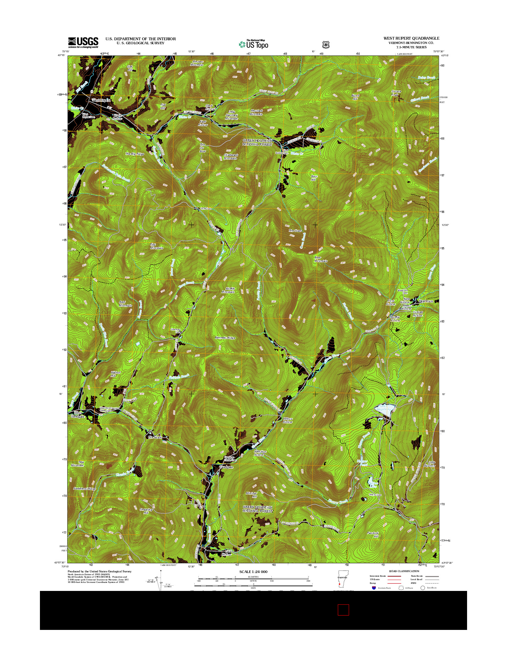 USGS US TOPO 7.5-MINUTE MAP FOR WEST RUPERT, VT 2012