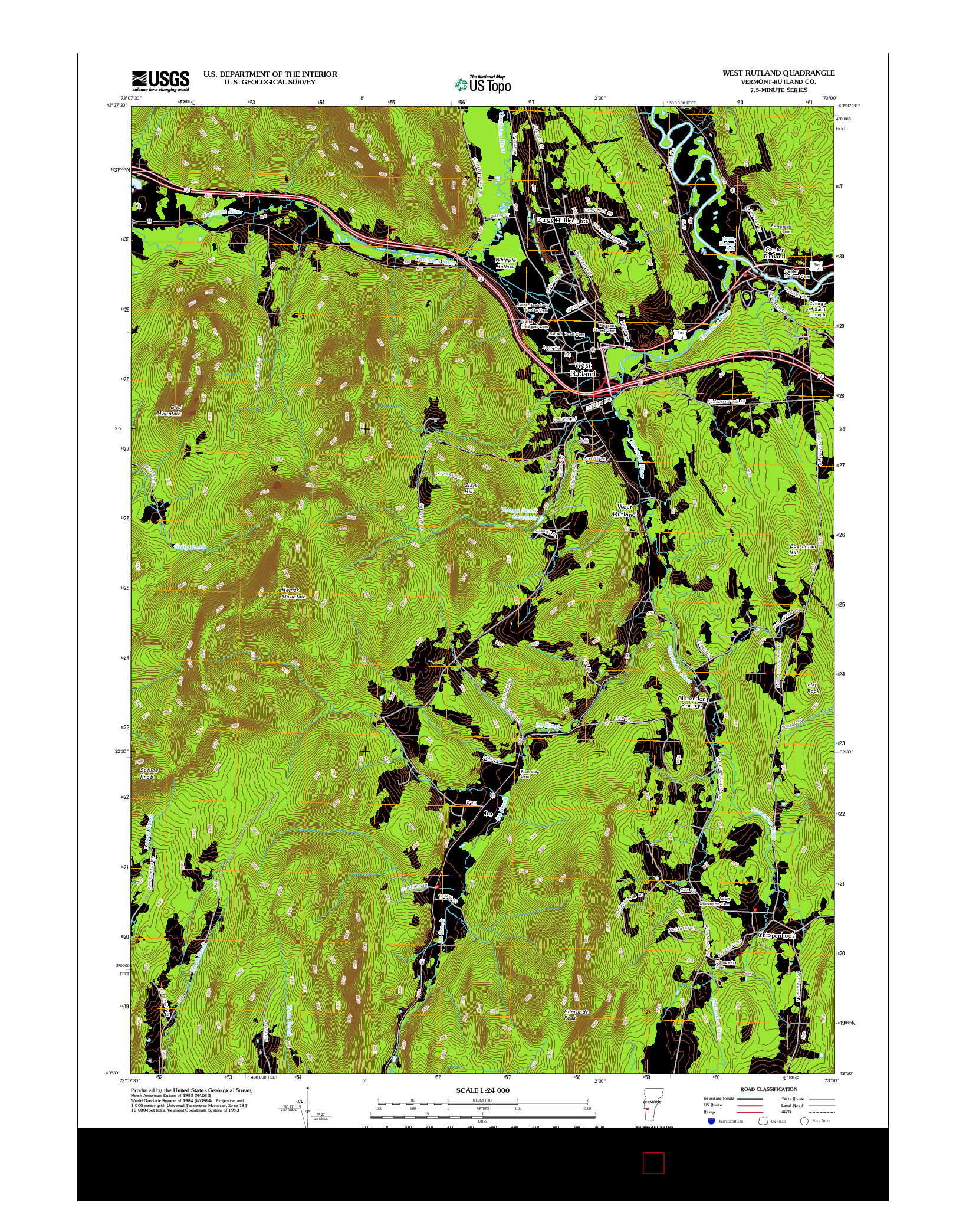 USGS US TOPO 7.5-MINUTE MAP FOR WEST RUTLAND, VT 2012
