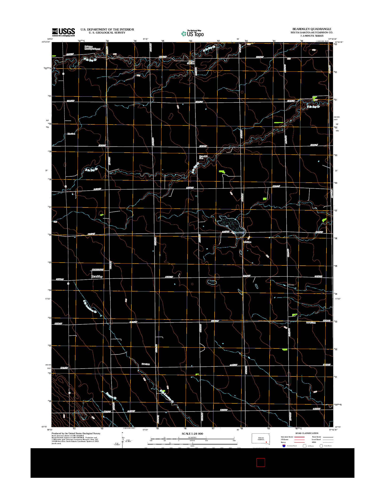 USGS US TOPO 7.5-MINUTE MAP FOR BEARDSLEY, SD 2012