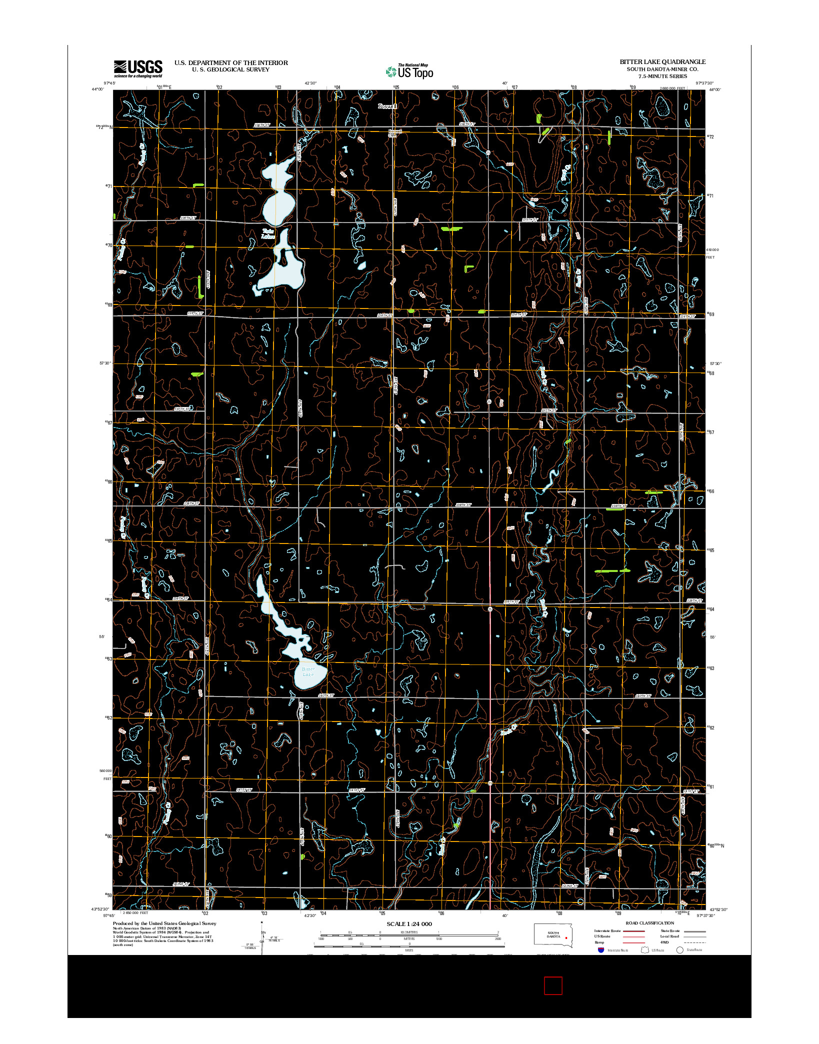 USGS US TOPO 7.5-MINUTE MAP FOR BITTER LAKE, SD 2012
