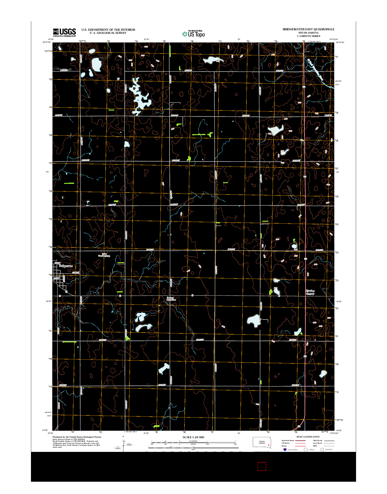 USGS US TOPO 7.5-MINUTE MAP FOR BRIDGEWATER EAST, SD 2012