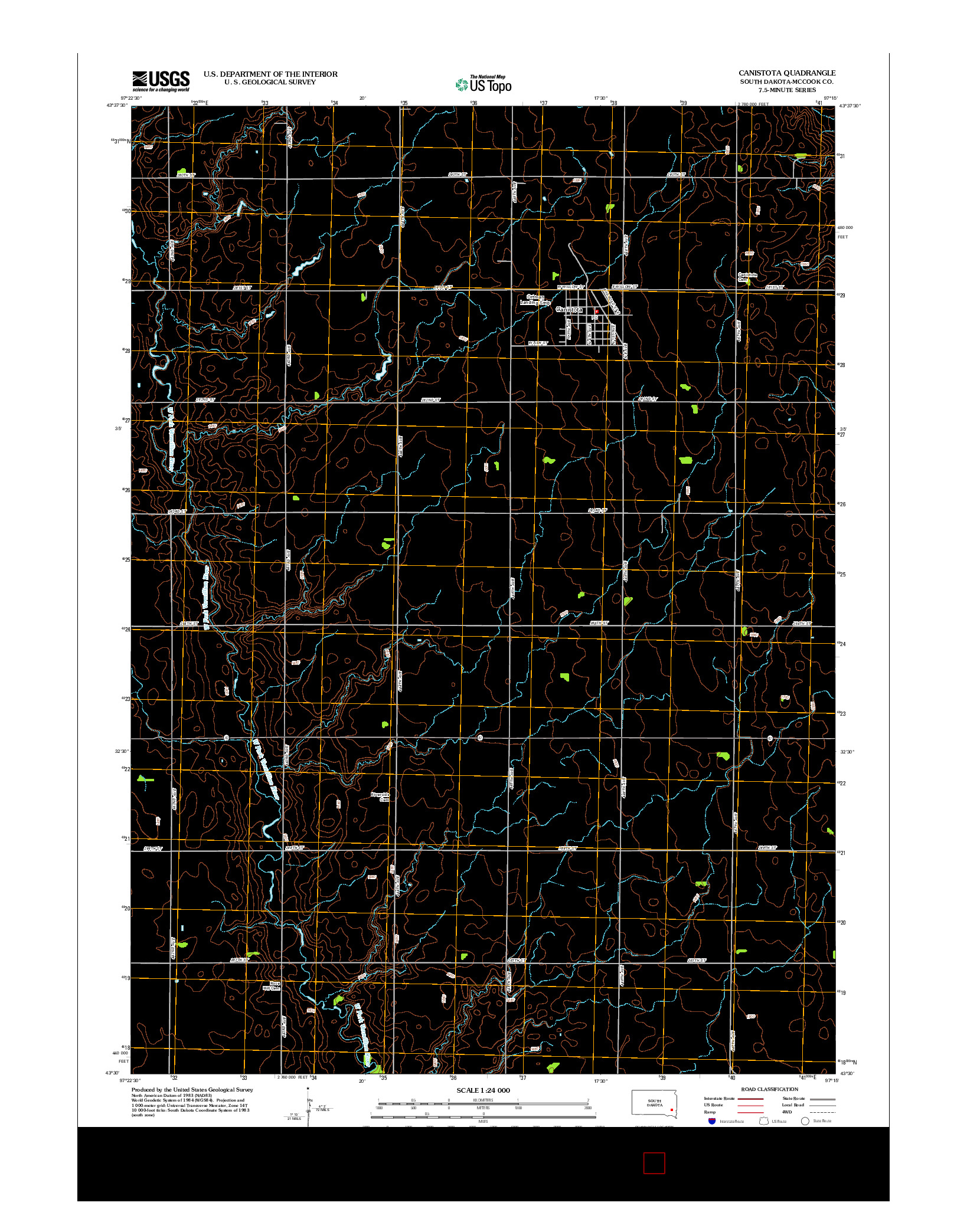 USGS US TOPO 7.5-MINUTE MAP FOR CANISTOTA, SD 2012