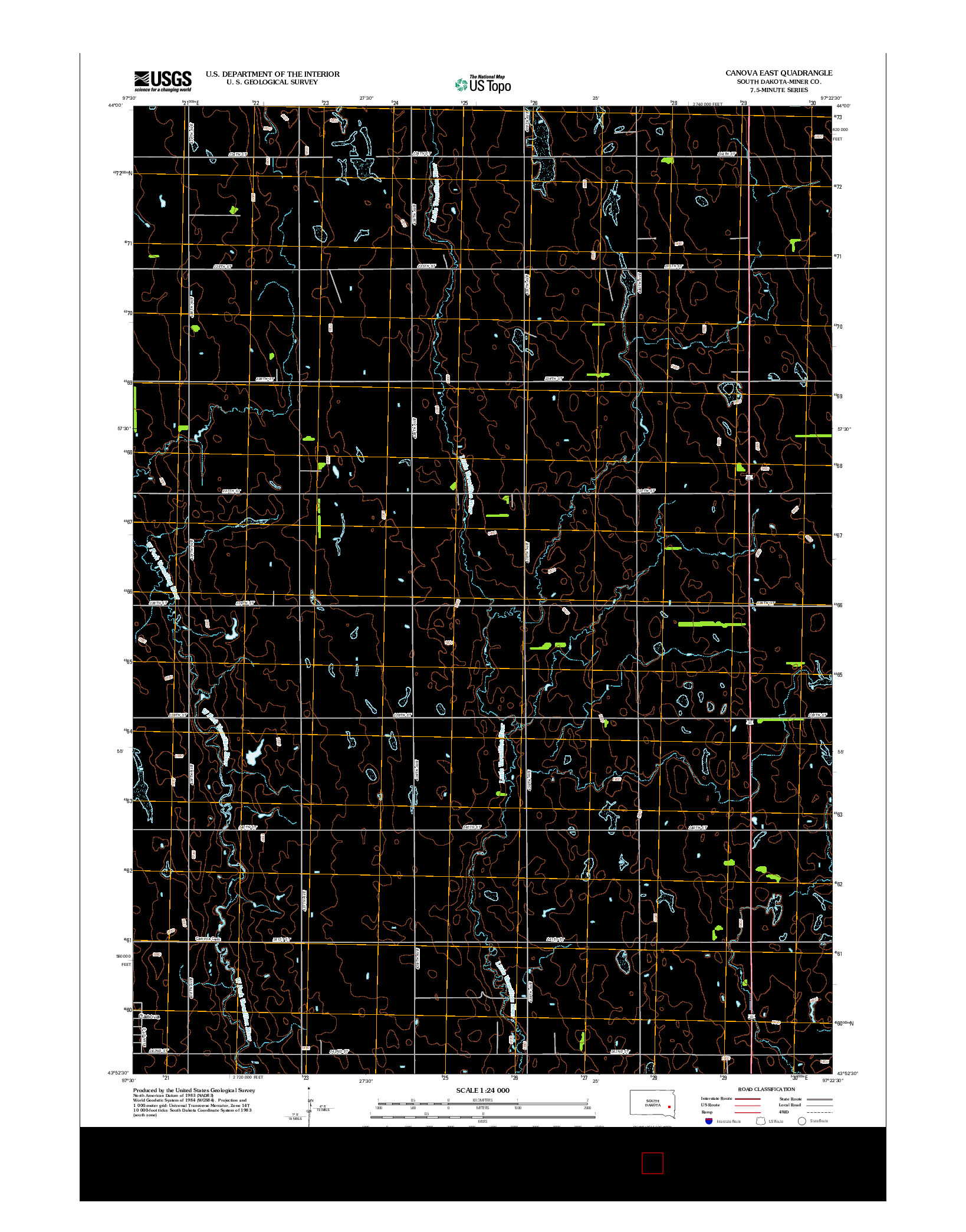 USGS US TOPO 7.5-MINUTE MAP FOR CANOVA EAST, SD 2012